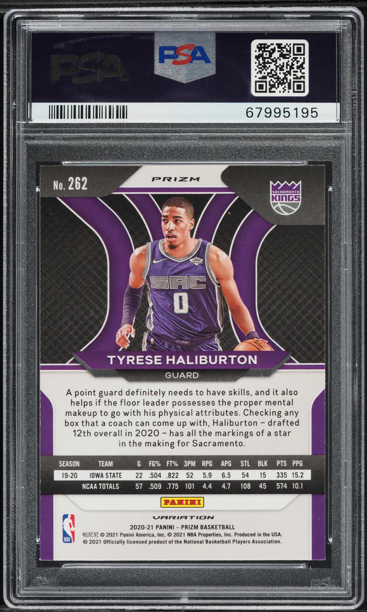 2020 Panini Prizm Variation Fast Break Tyrese Haliburton ROOKIE #262 PSA 10 GEM