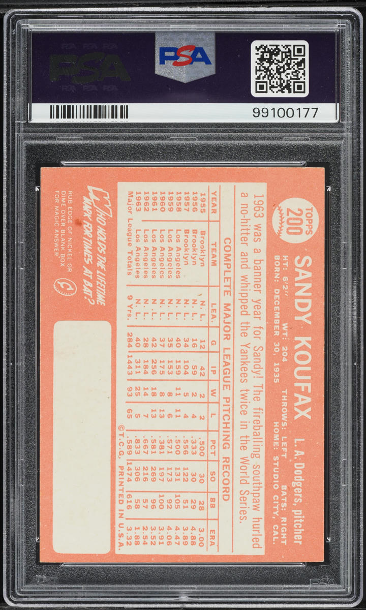 1964 Topps Sandy Koufax #200 PSA 6 EXMT