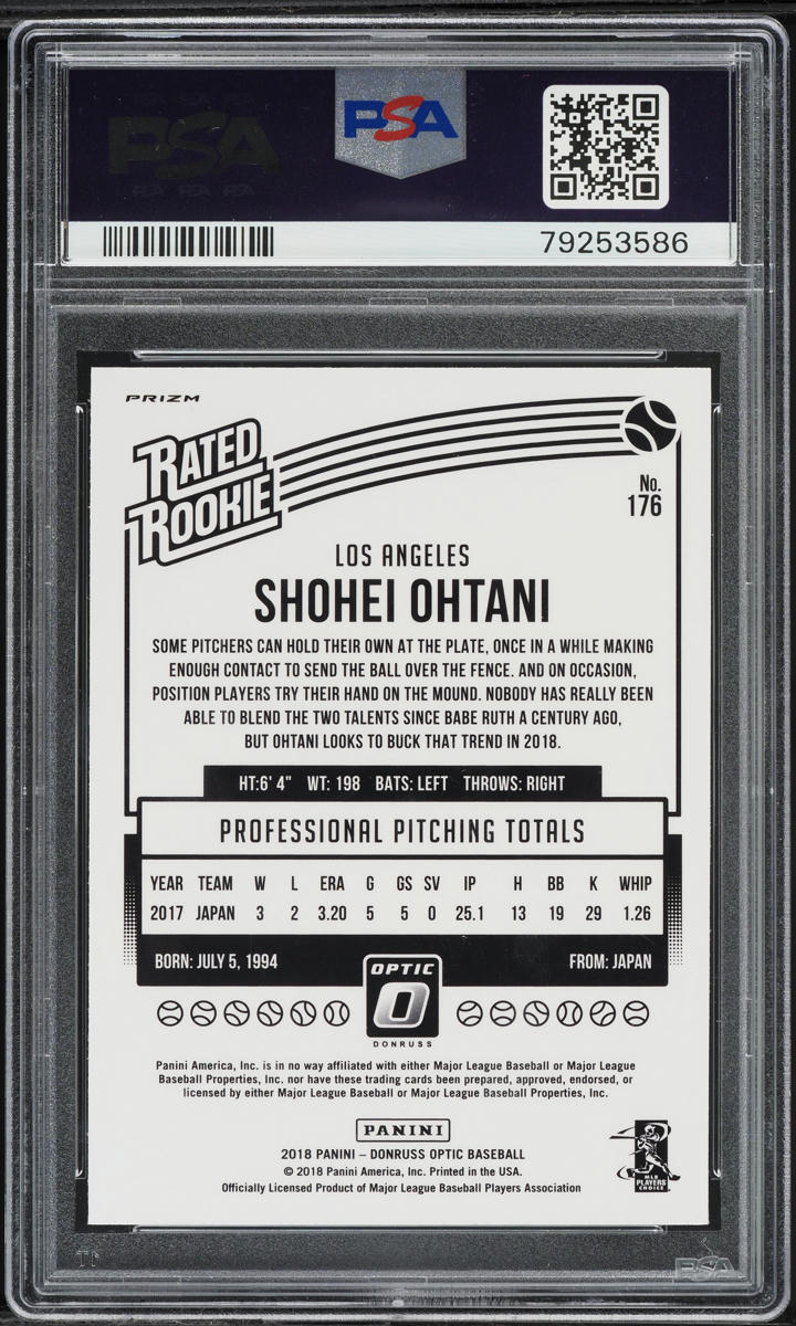 2018 Donruss Optic Pink Shohei Ohtani ROOKIE #176 PSA 10 GEM MINT