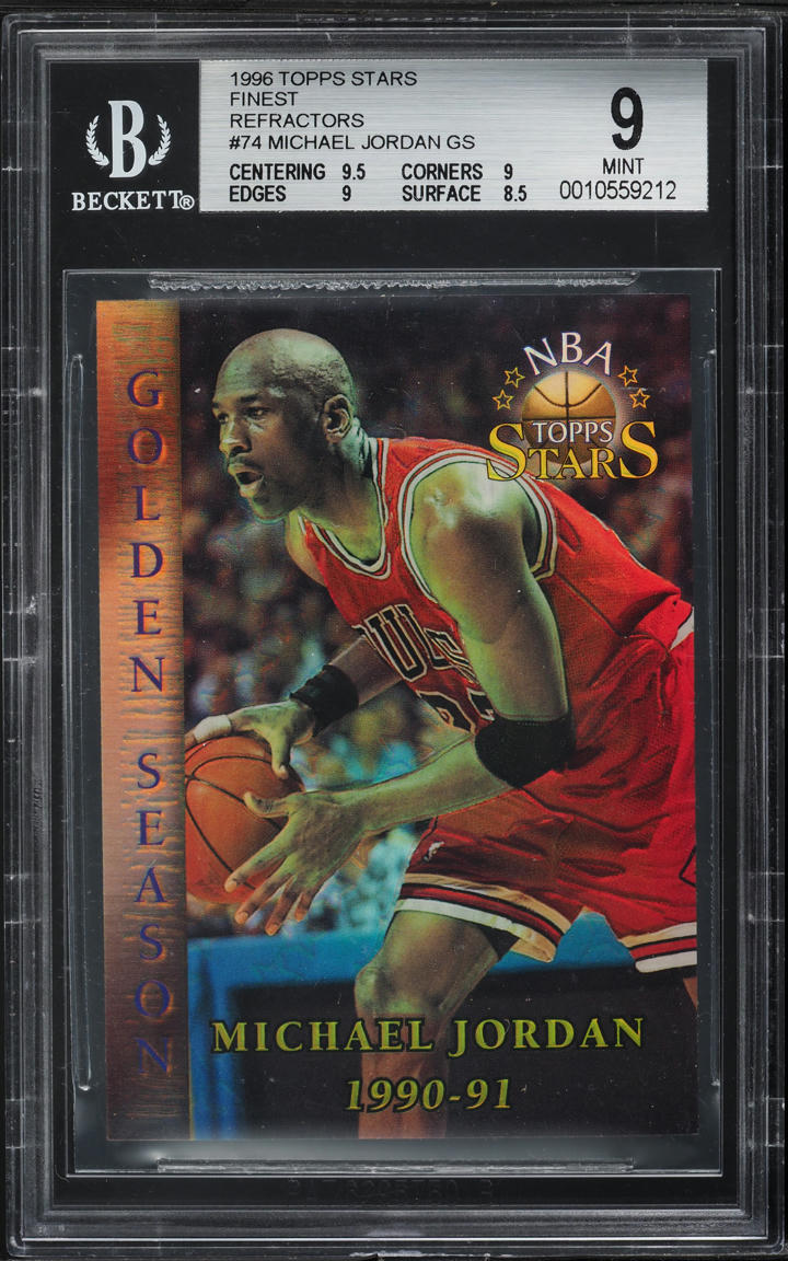 1996 Topps Stars Finest Refractor Michael Jordan #74 BGS 9 MINT