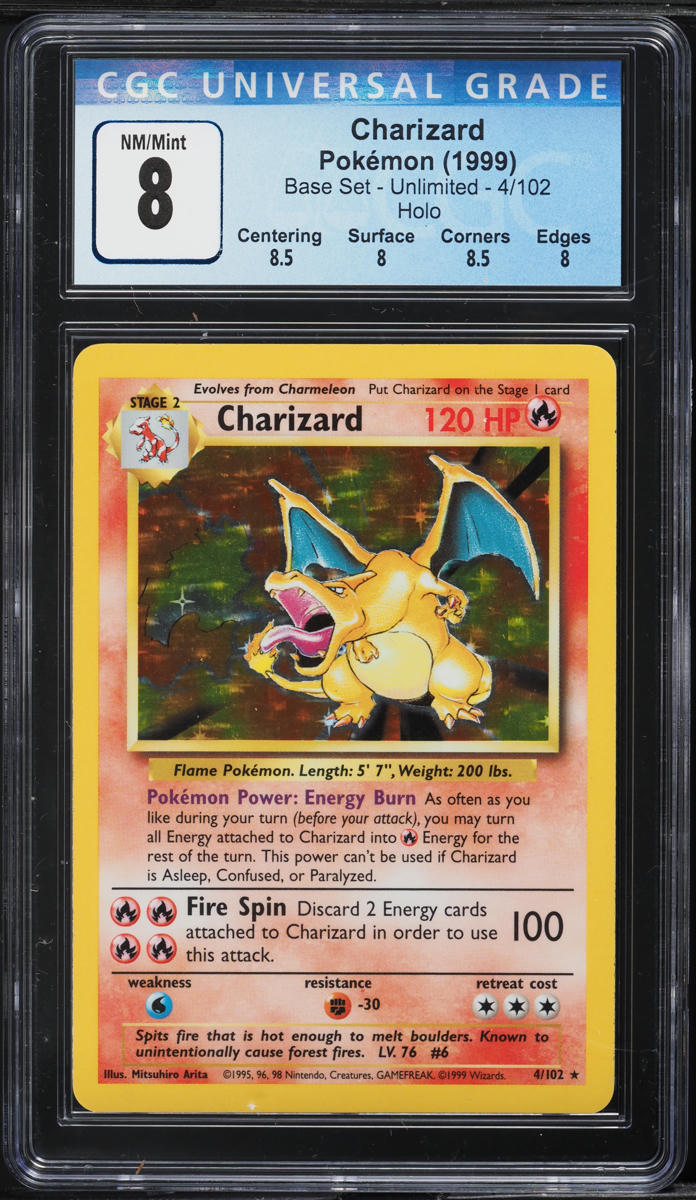 1999 Pokemon Base Set Holo Charizard #4 CGC 8 NM-MT