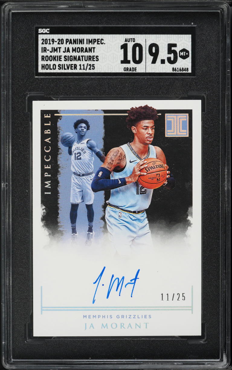 2019 Panini Impeccable Holo Silver Ja Morant ROOKIE AUTO /25 #IR-JMT SGC 9.5