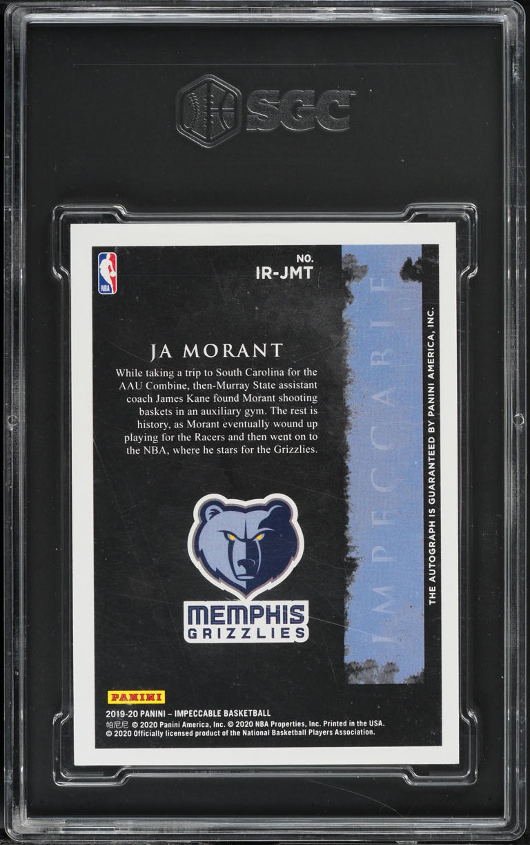 2019 Panini Impeccable Holo Silver Ja Morant ROOKIE AUTO /25 #IR-JMT SGC 9.5