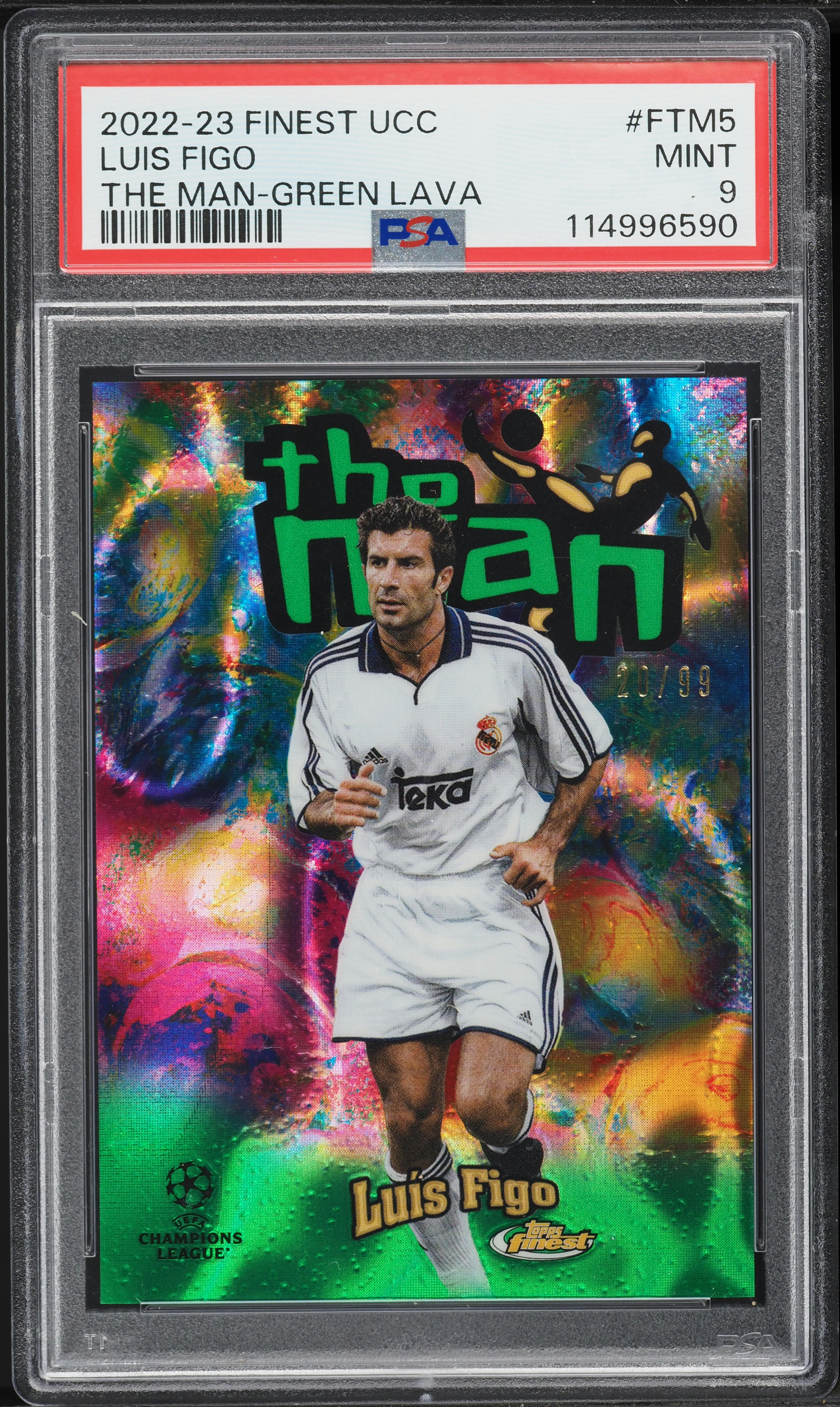 2022 Finest UEFA CC The Man Green Lava Luis Figo /99 #FTM5 PSA 9