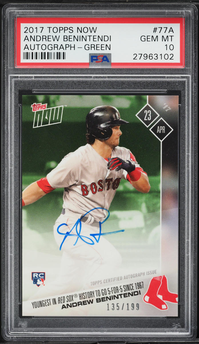 2017 Topps Now Green Andrew Benintendi ROOKIE AUTO /199 #77A PSA 10 GEM MINT