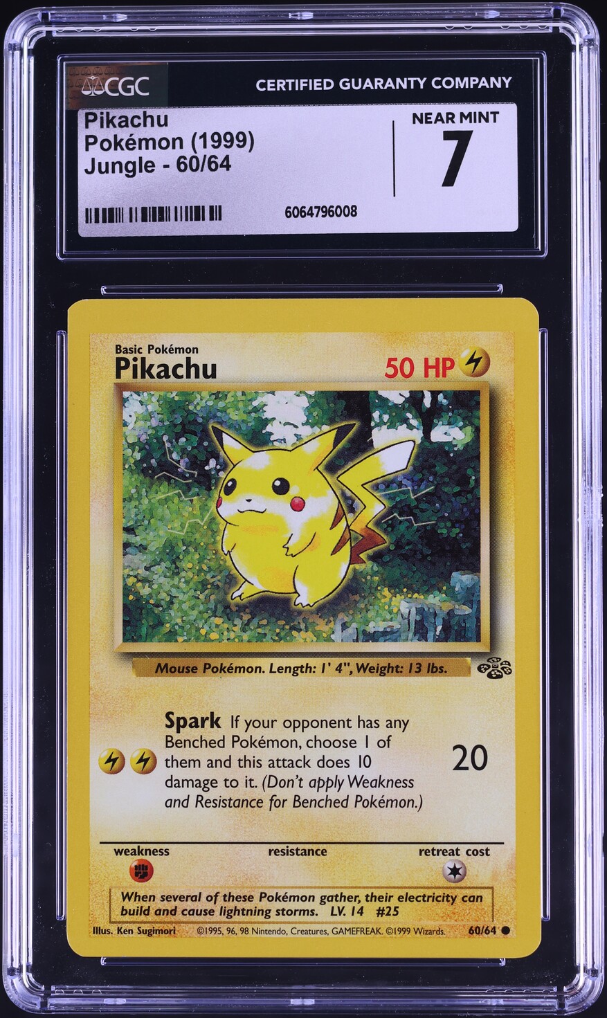 1999 Pokemon Jungle Pikachu #60 JSA CGC 7 NRMT