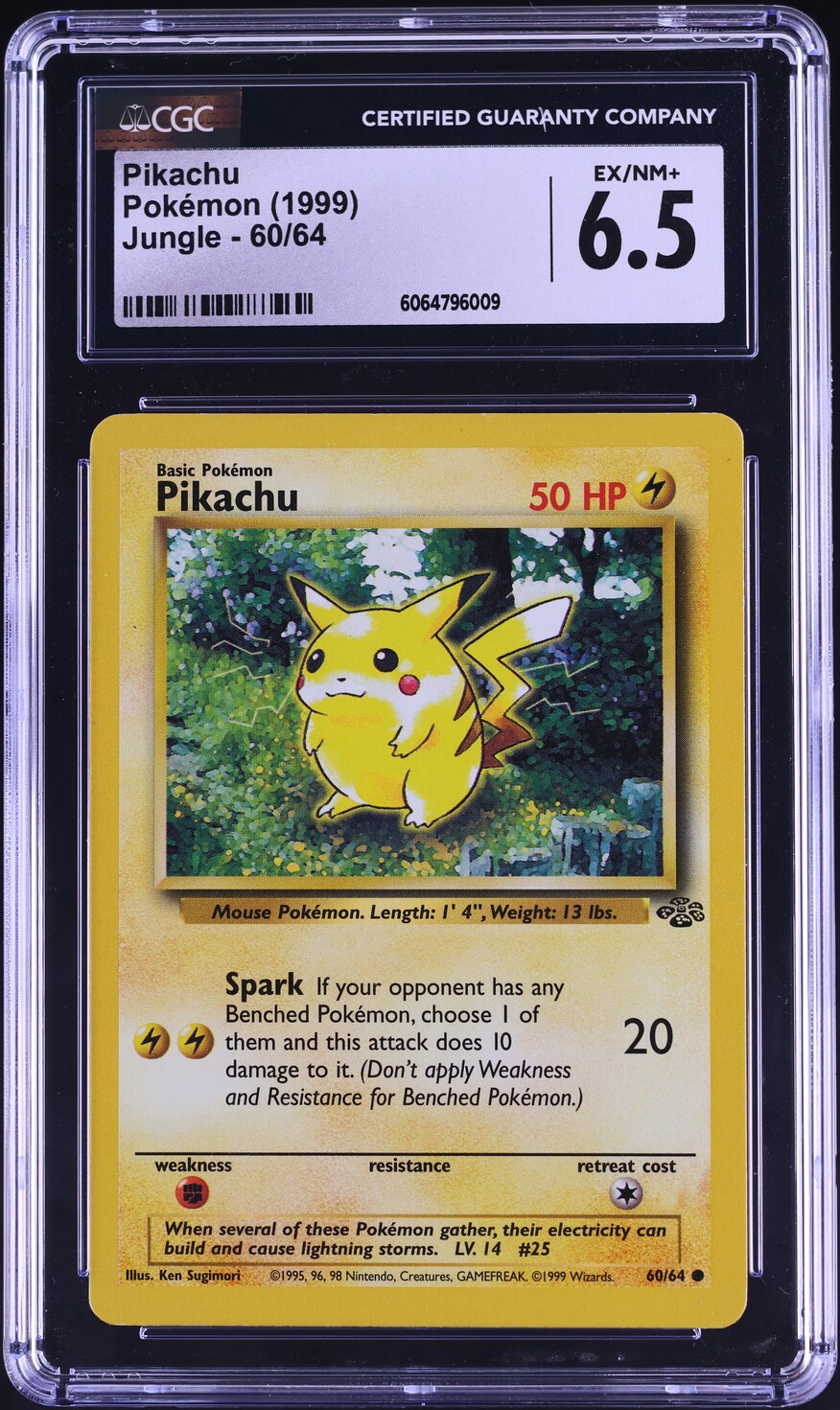 1999 Pokemon Jungle Pikachu #60 JSA CGC 6.5 EXMT+