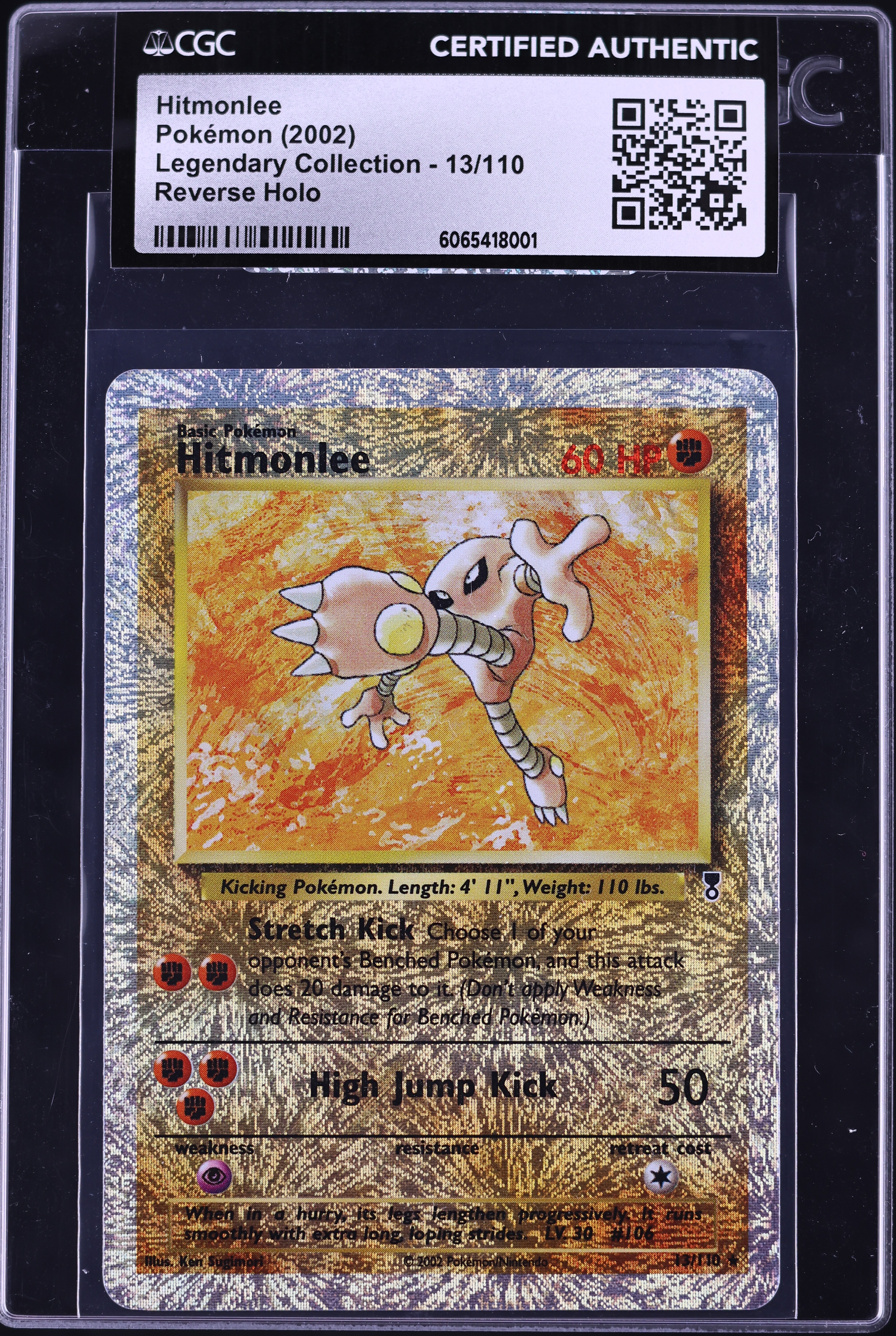 2002 Pokemon Legendary Collection Reverse Holo Hitmonlee #13 CGC
