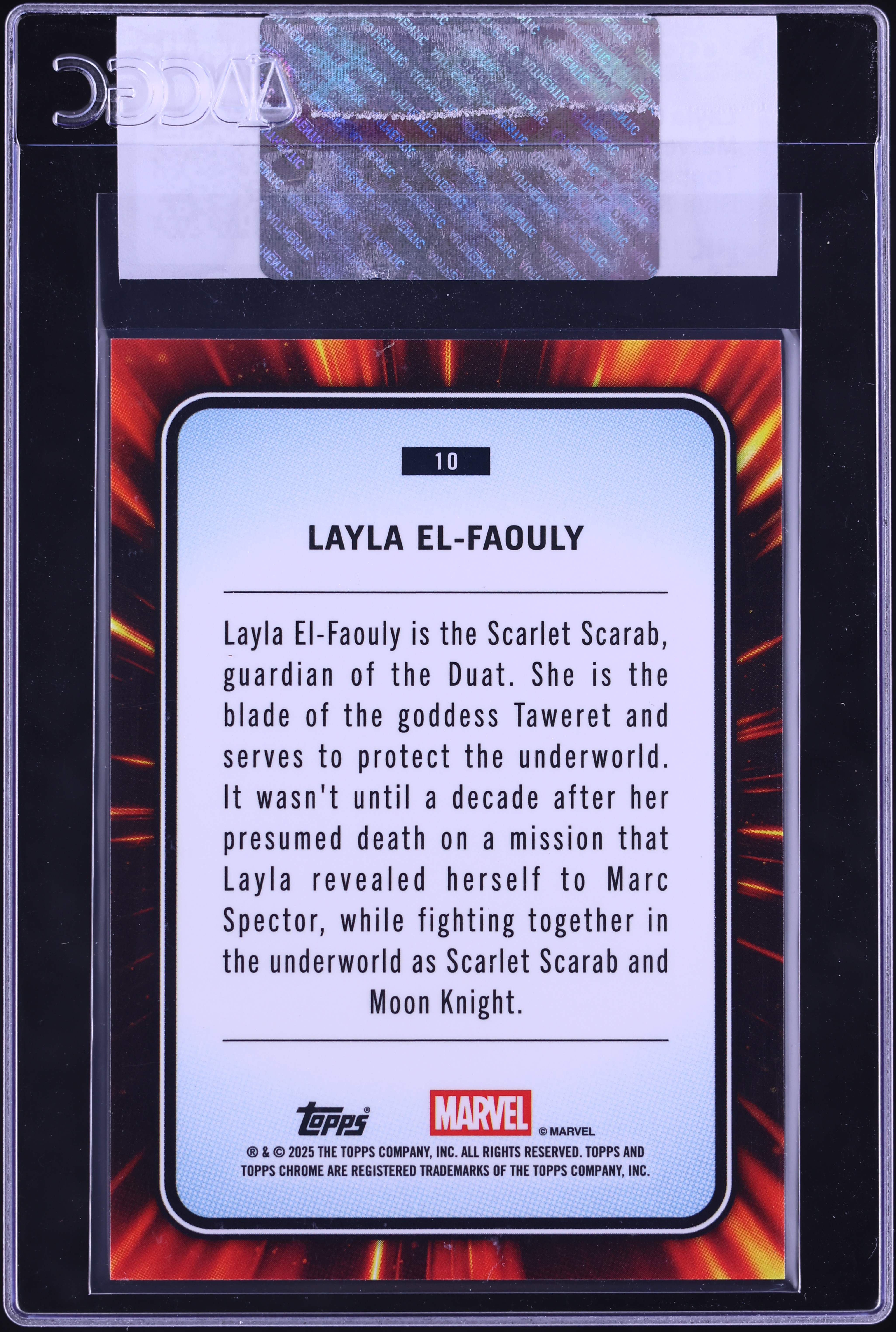 2025 Topps Chrome Marvel Blue Green Shimmer Ref. Layla El-Faouly