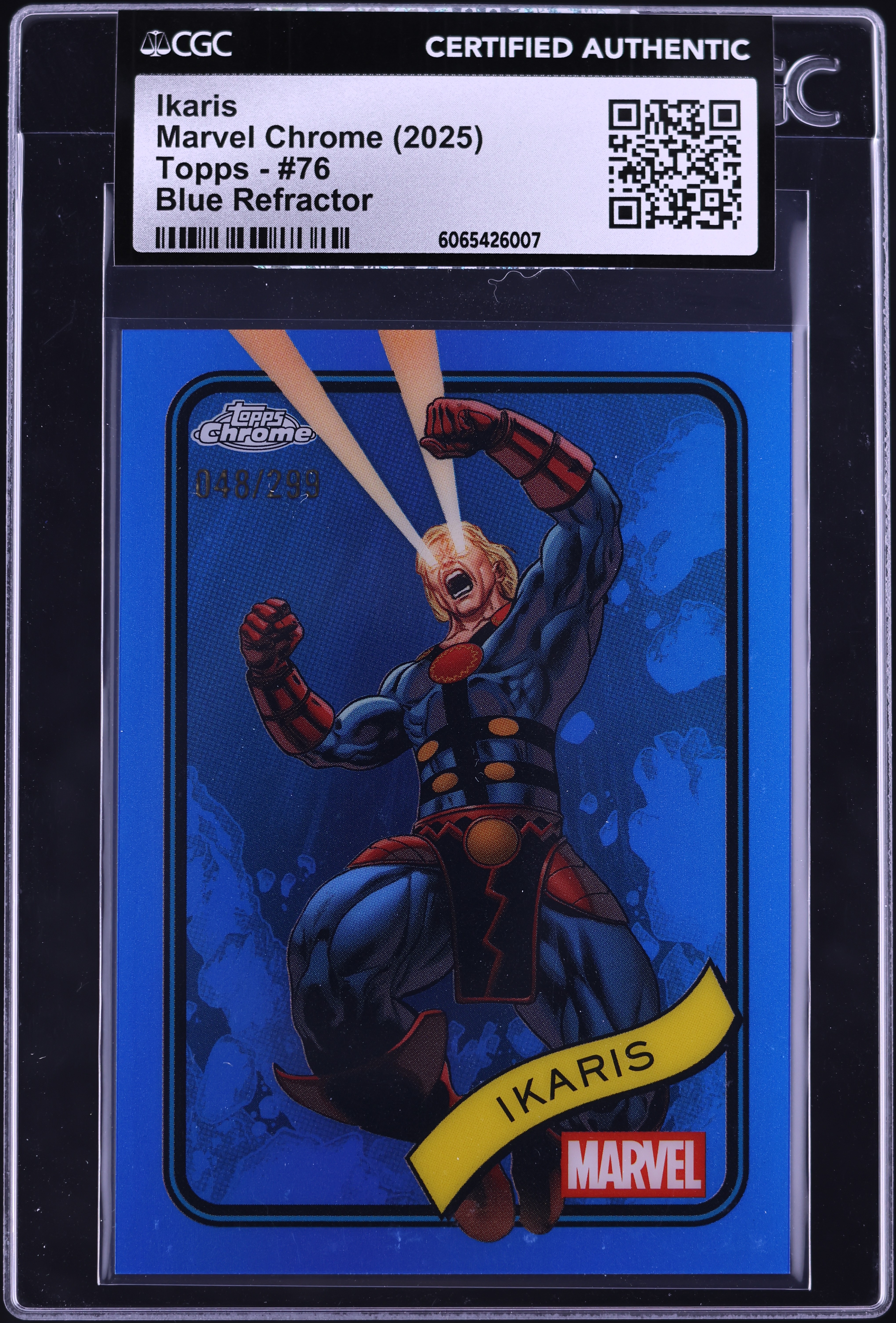 2025 Topps Chrome Marvel Blue Refractor Ikaris /299 #76 CGC AUTH
