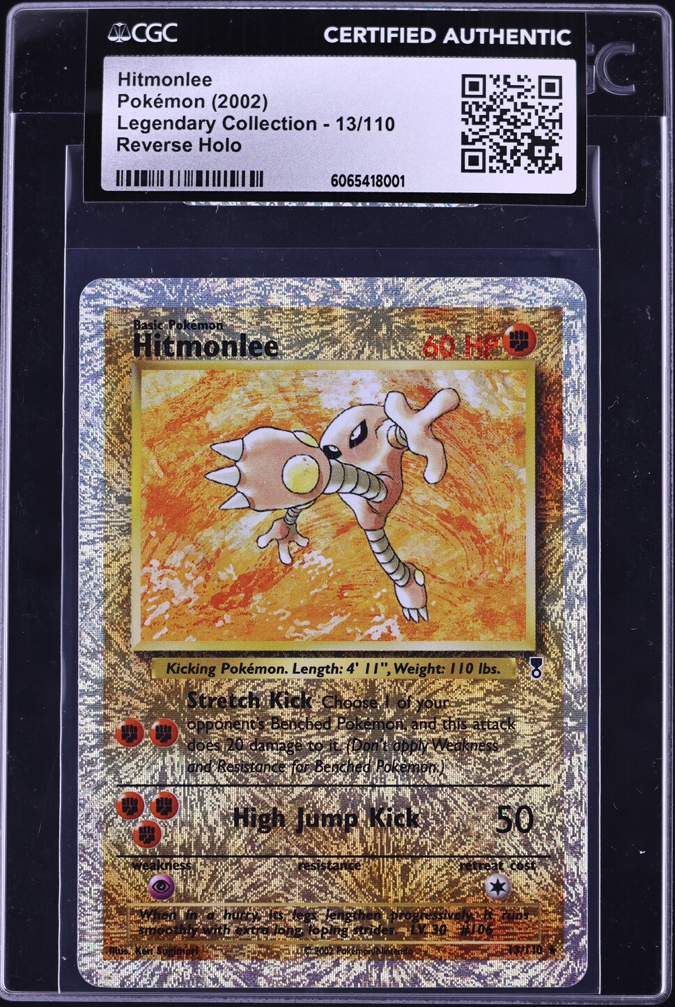 2002 Pokemon Legendary Collection Reverse Holo Hitmonlee #13 CGC