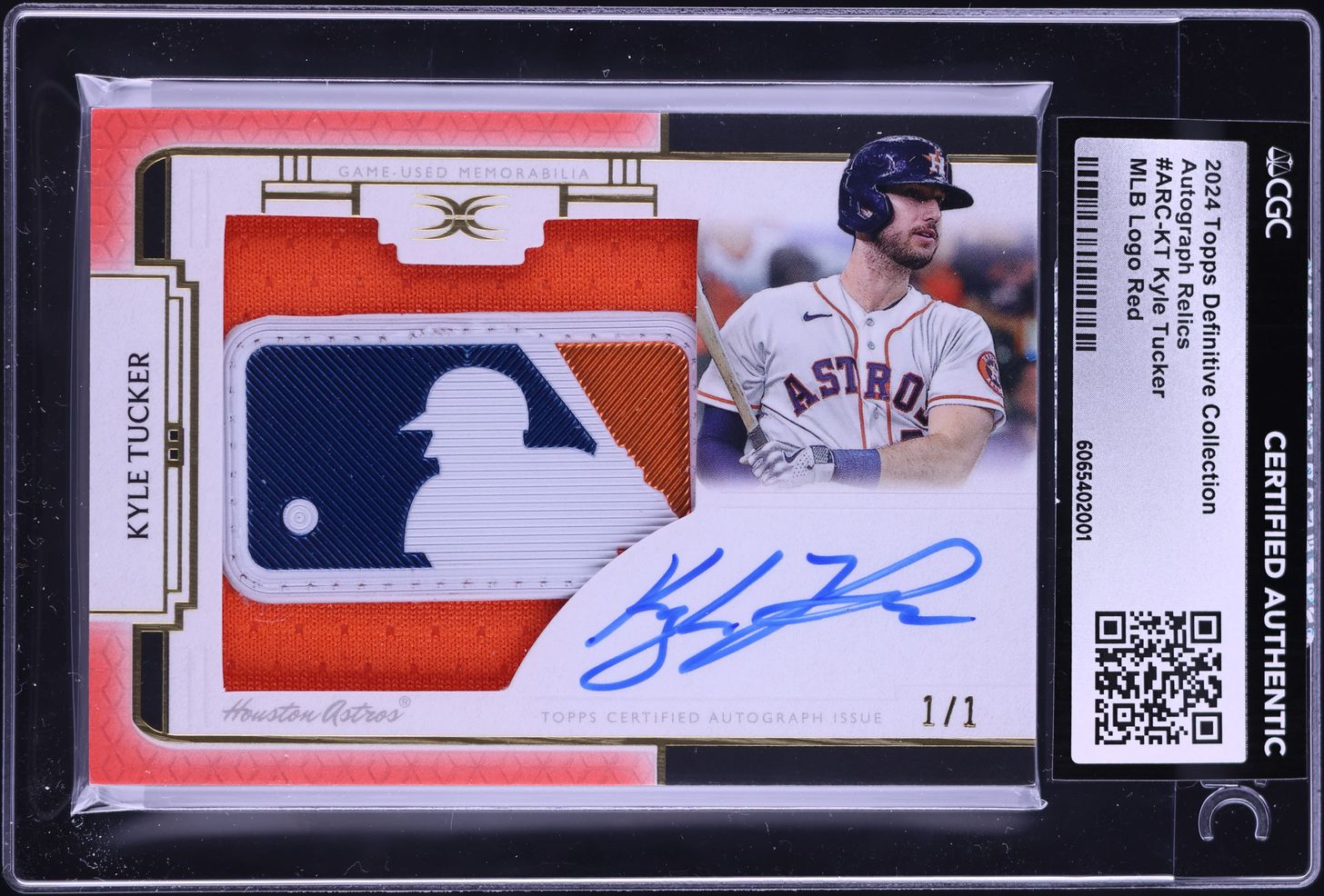 記念グッズ Kyle Tucker MLB Full Logo Patch Auto 1/1 2024 Topps Definitive Coll. Red Kyle Tucker MLB LOGOMAN PATCH AUTO