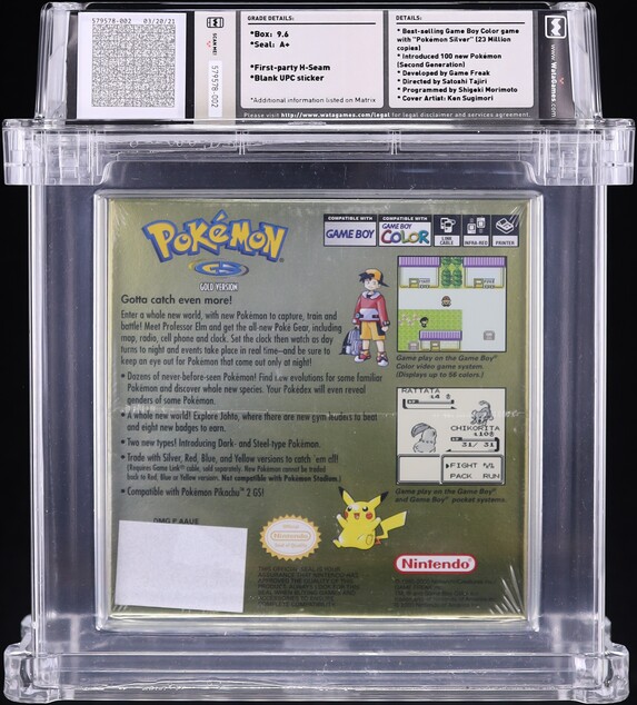 Pokemon Gold Version (Nintendo Gameboy Color) WATA 9.6 A+ Sealed on  Fanatics Collect