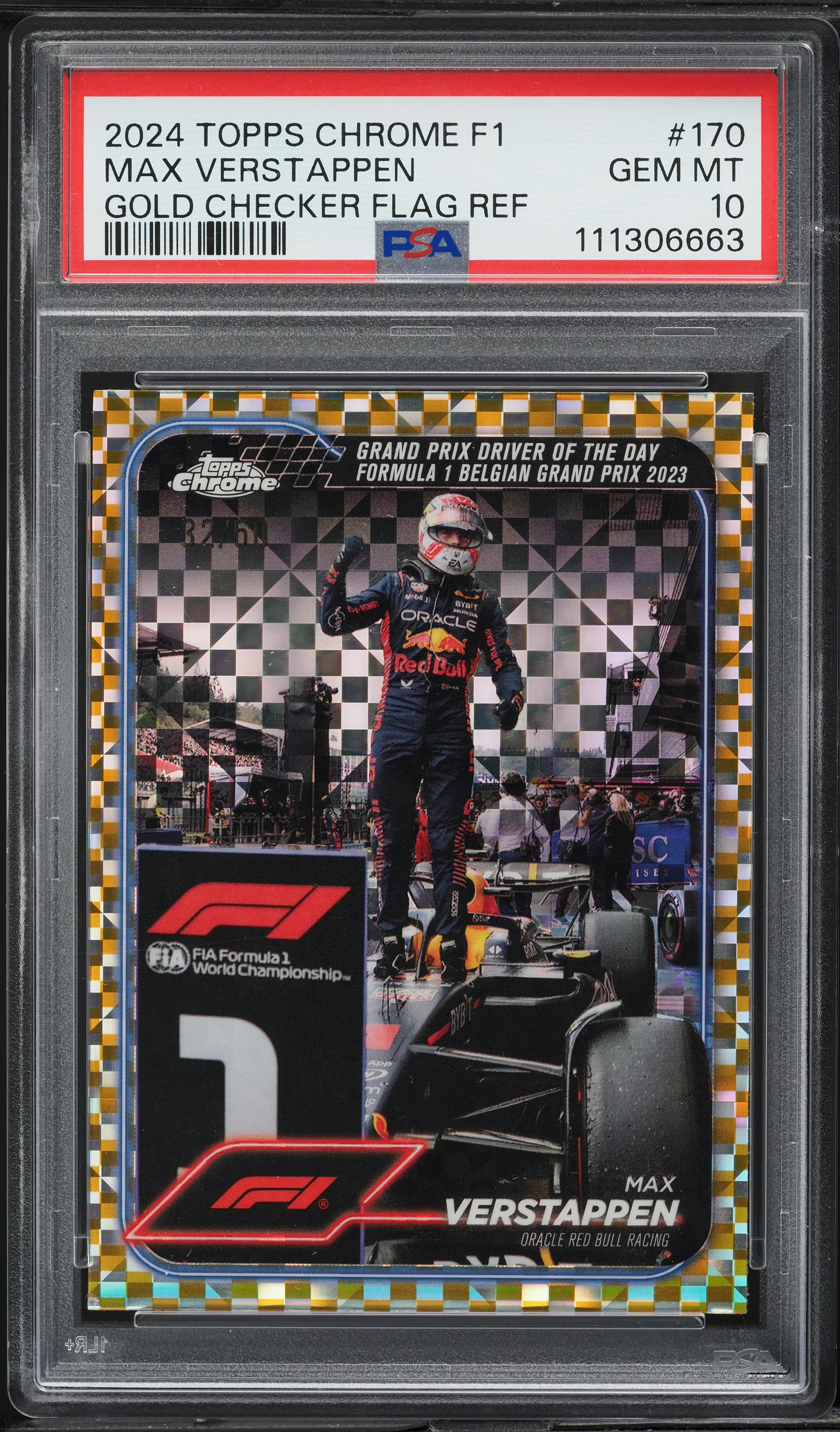 2024 Topps Chrome Formula 1 Gold Checker Flag Ref. Max Verstappen