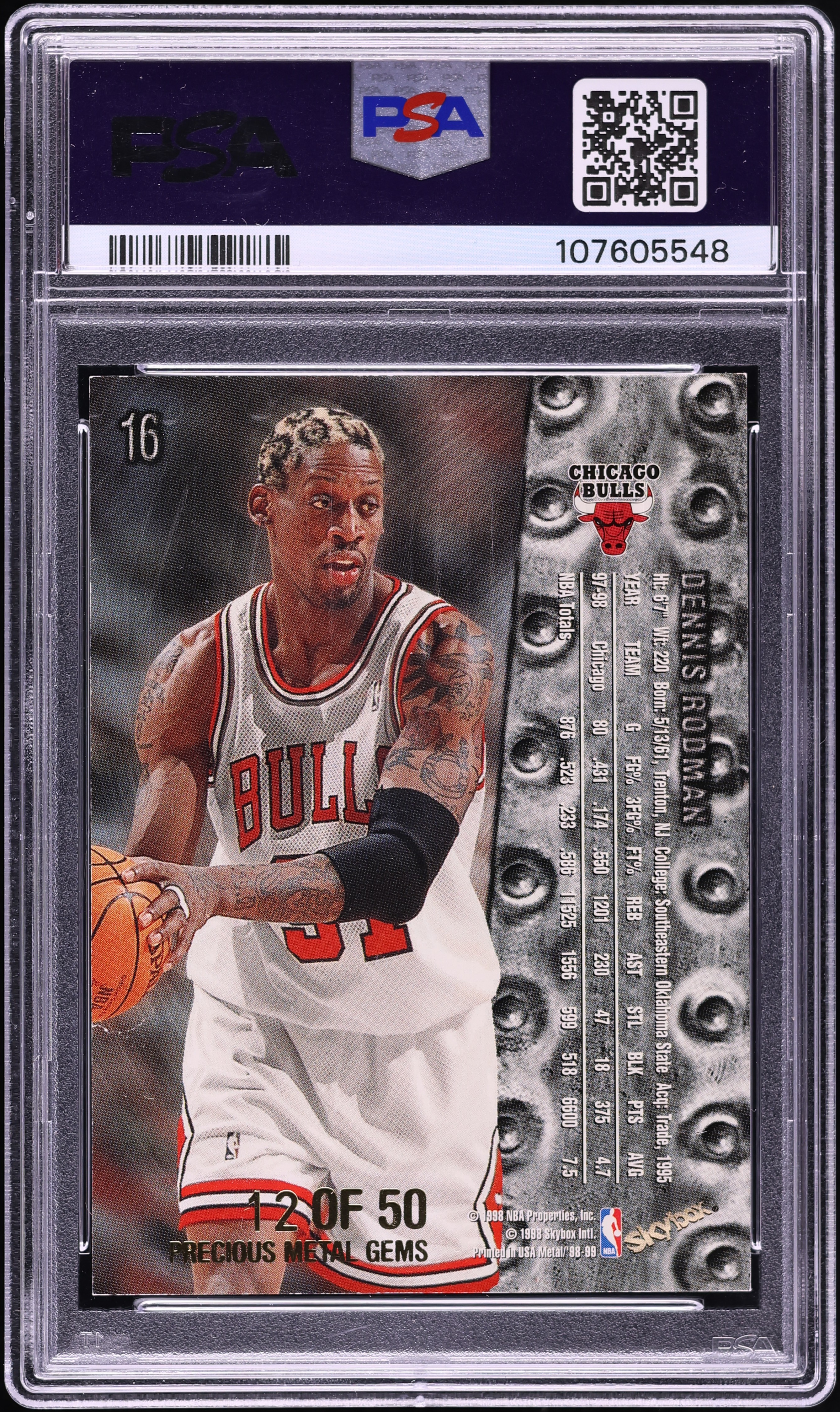 1998 Metal Universe Precious Metal Gems PMG Dennis Rodman /50 #16