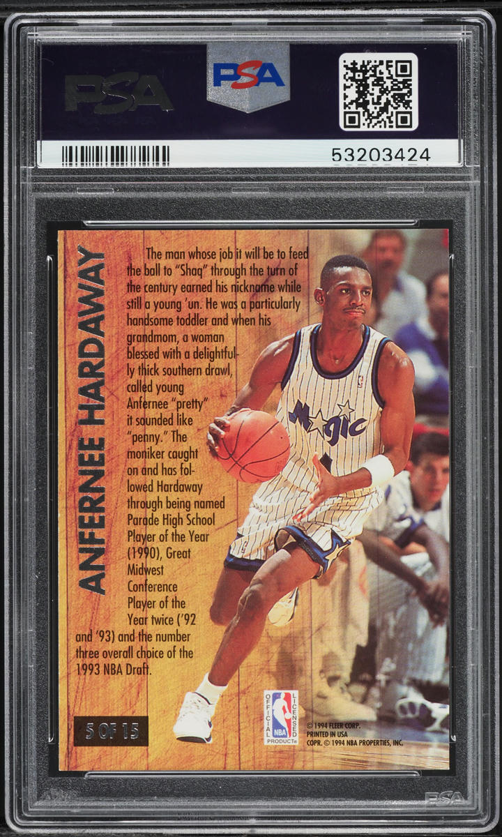 1993 Ultra Famous Nicknames Anfernee Hardaway ROOKIE #5 PSA 10 GEM MINT