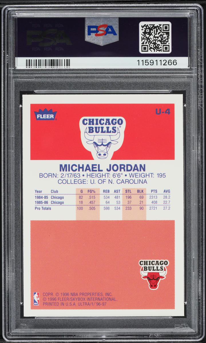 1996 Ultra Decade Of Excellence Michael Jordan #U-4 PSA 10 GEM MINT