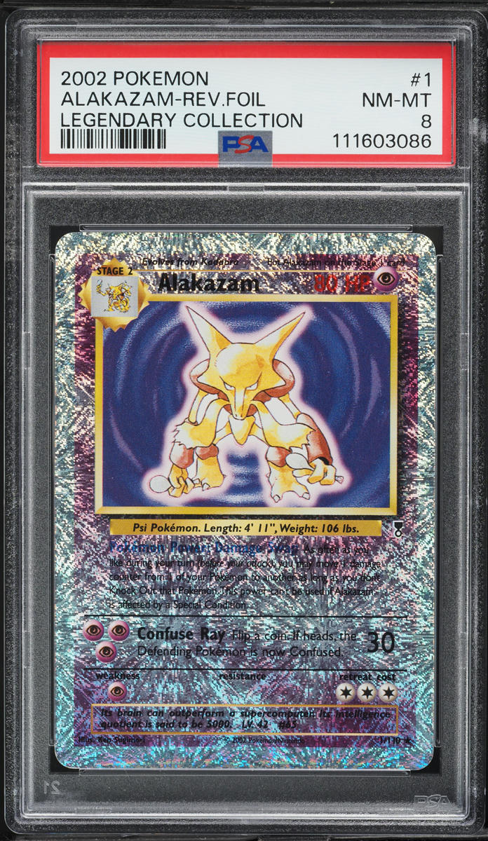 2002 Pokemon Legendary Collection Reverse Holo Alakazam #1 PSA 8 NM-MT