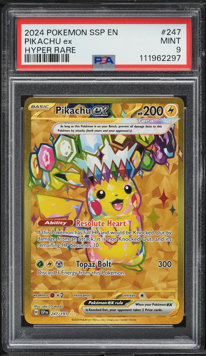 2024 Pokemon SV Surging Sparks Hyper Rare Pikachu ex #247 PSA 9 MINT