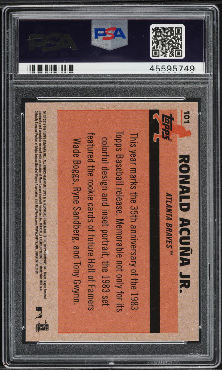 2018 Topps Silver Pack '83 Chrome Ronald Acuna Jr. ROOKIE #101 PSA 9 MINT