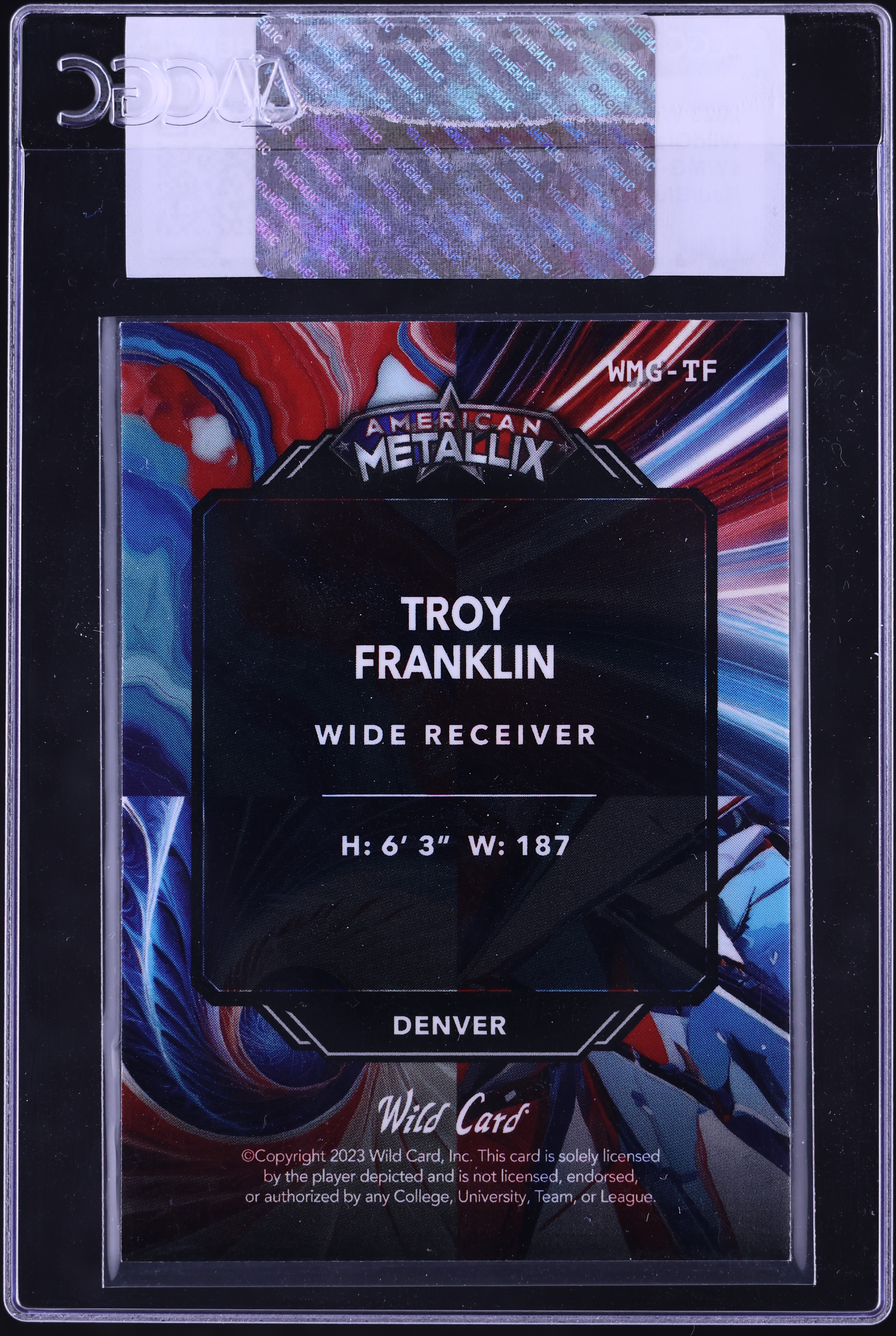 タルタリヤ　アメリカ　特典　カード　レア 2023 Wild Card American Metallix R/B 1 Sparkle Troy Franklin RC 4