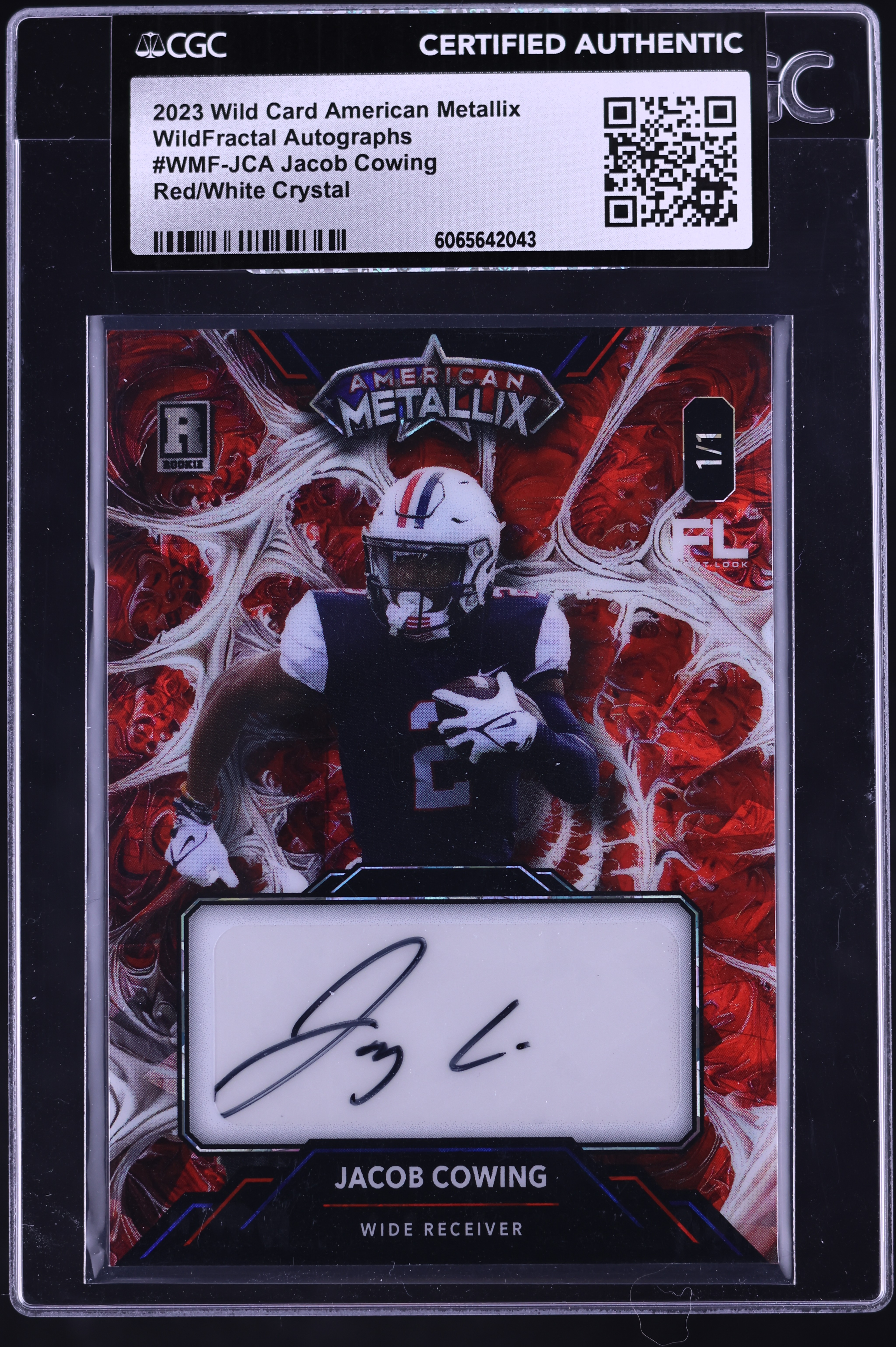 2023 Wild Card Metallix Red White Crystal Jacob Cowing RC AUTO 1/1