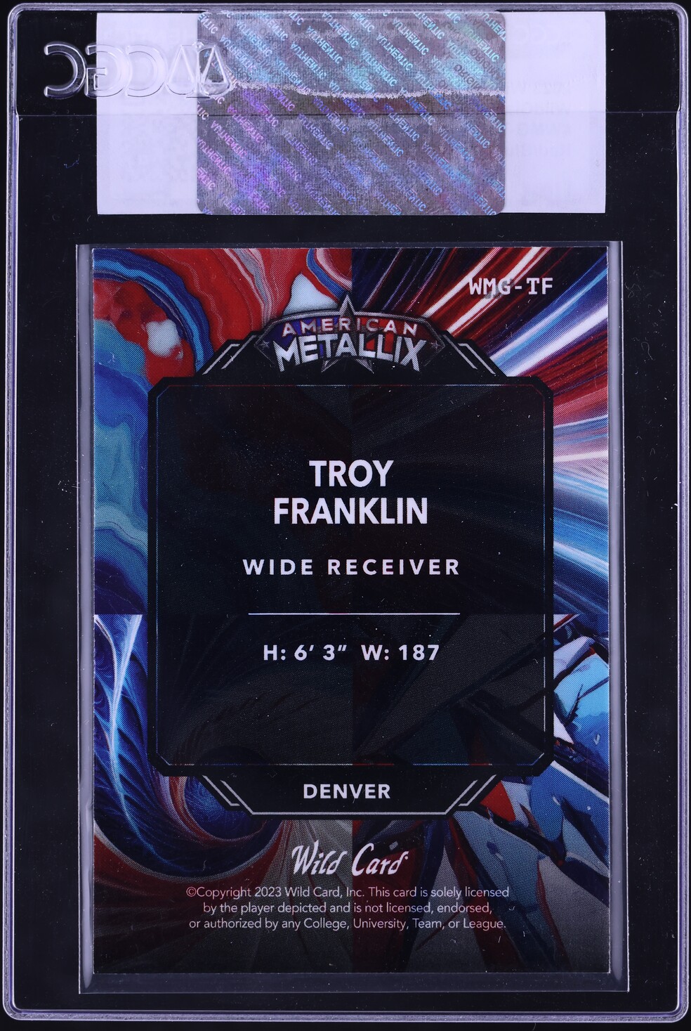 2023 Wild Card American Metallix R/B 1 Sparkle Troy Franklin RC 4