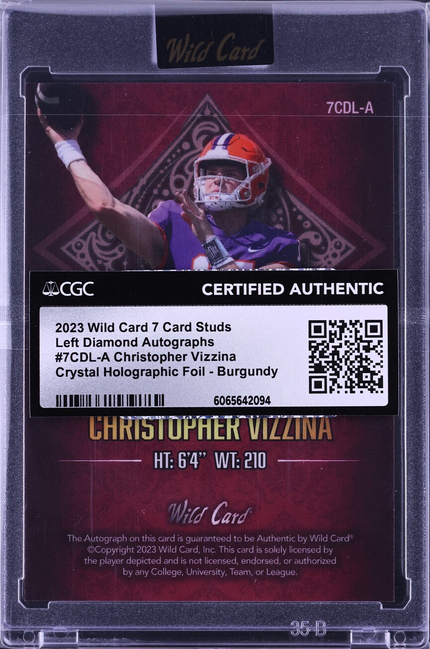 2023 WC 7 CS Diamond Crystal Burgundy Christopher Vizzina RC AUTO 1/3 CGC AUTH