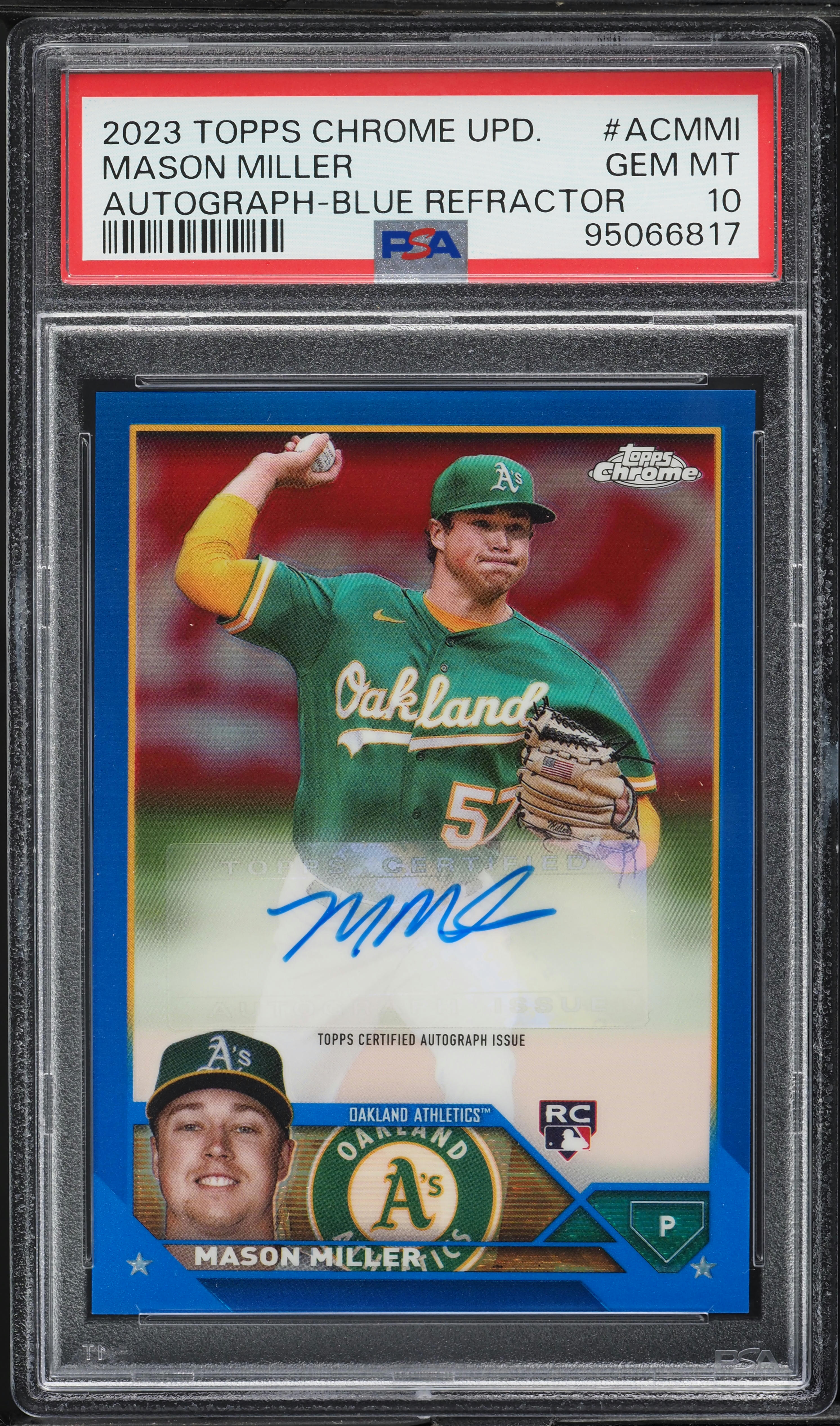 2023 Topps Chrome Update Blue Refractor Mason Miller RC AUTO /150