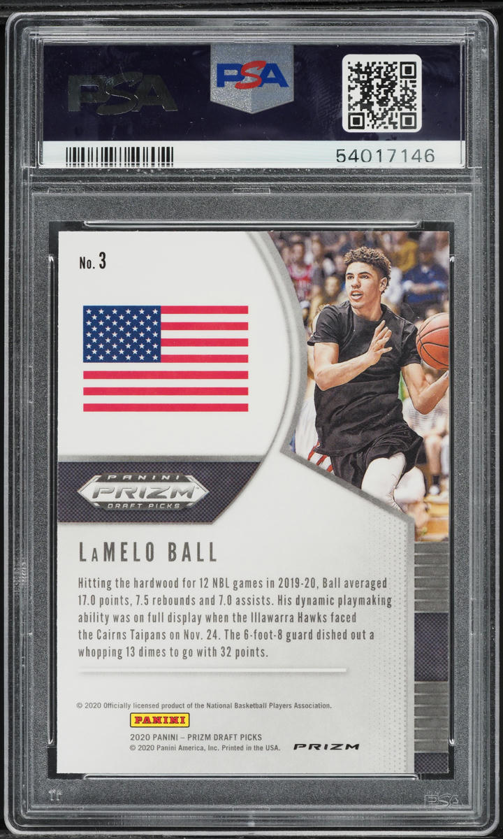 2020 Panini Prizm Draft Picks Silver LaMelo Ball ROOKIE #3 PSA 9