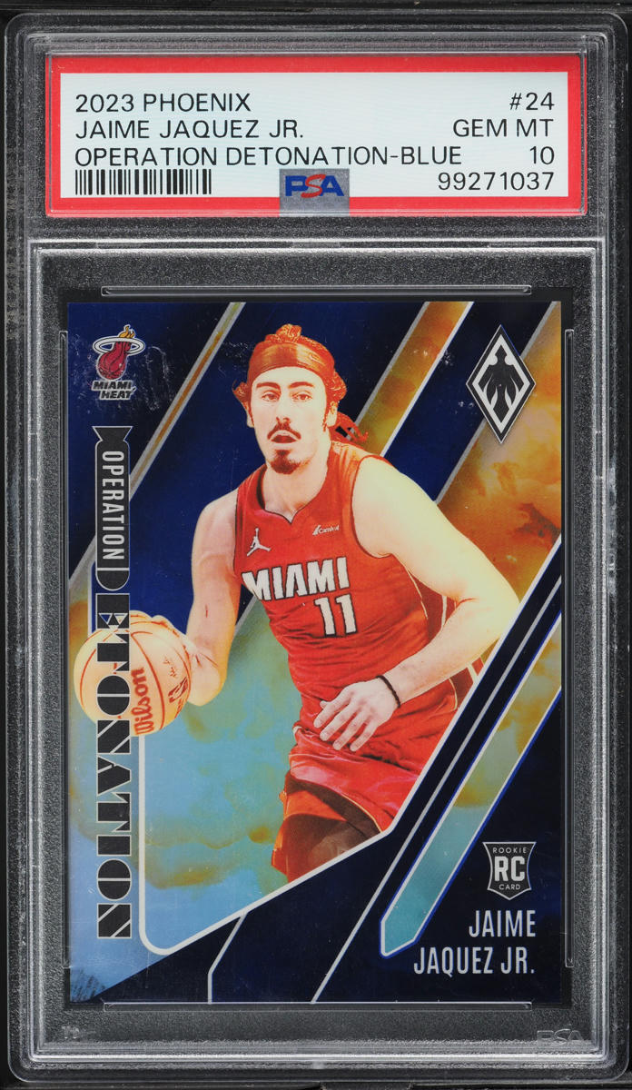 2023 Panini Phoenix Operation Detonation Blue Jaime Jaquez Jr. RC /25 #24 PSA 10