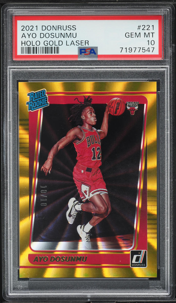 2021 Donruss Holo Gold Laser Ayo Dosunmu ROOKIE 10/10 #221 PSA 10 GEM MINT