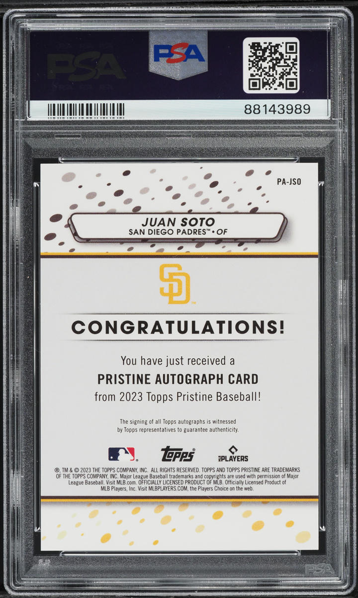 2023 Topps Pristine Juan Soto AUTO #PAJSO PSA 10 GEM MINT on