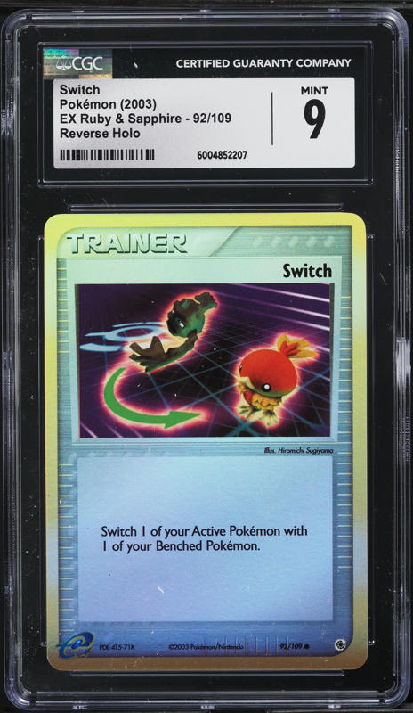 2003 Pokemon EX Ruby & Sapphire Reverse Holo Switch #92 CGC 9 MINT