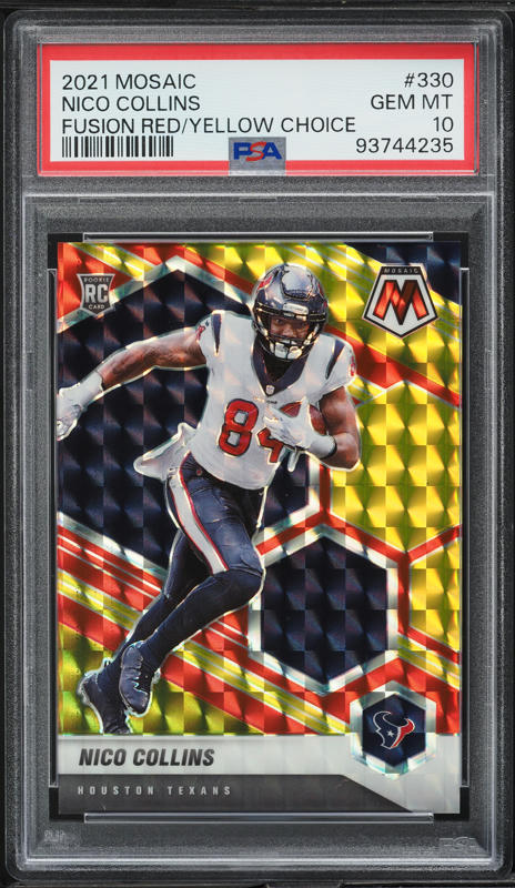 2021 Panini Mosaic Fusion Red Yellow Choice Nico Collins RC /80