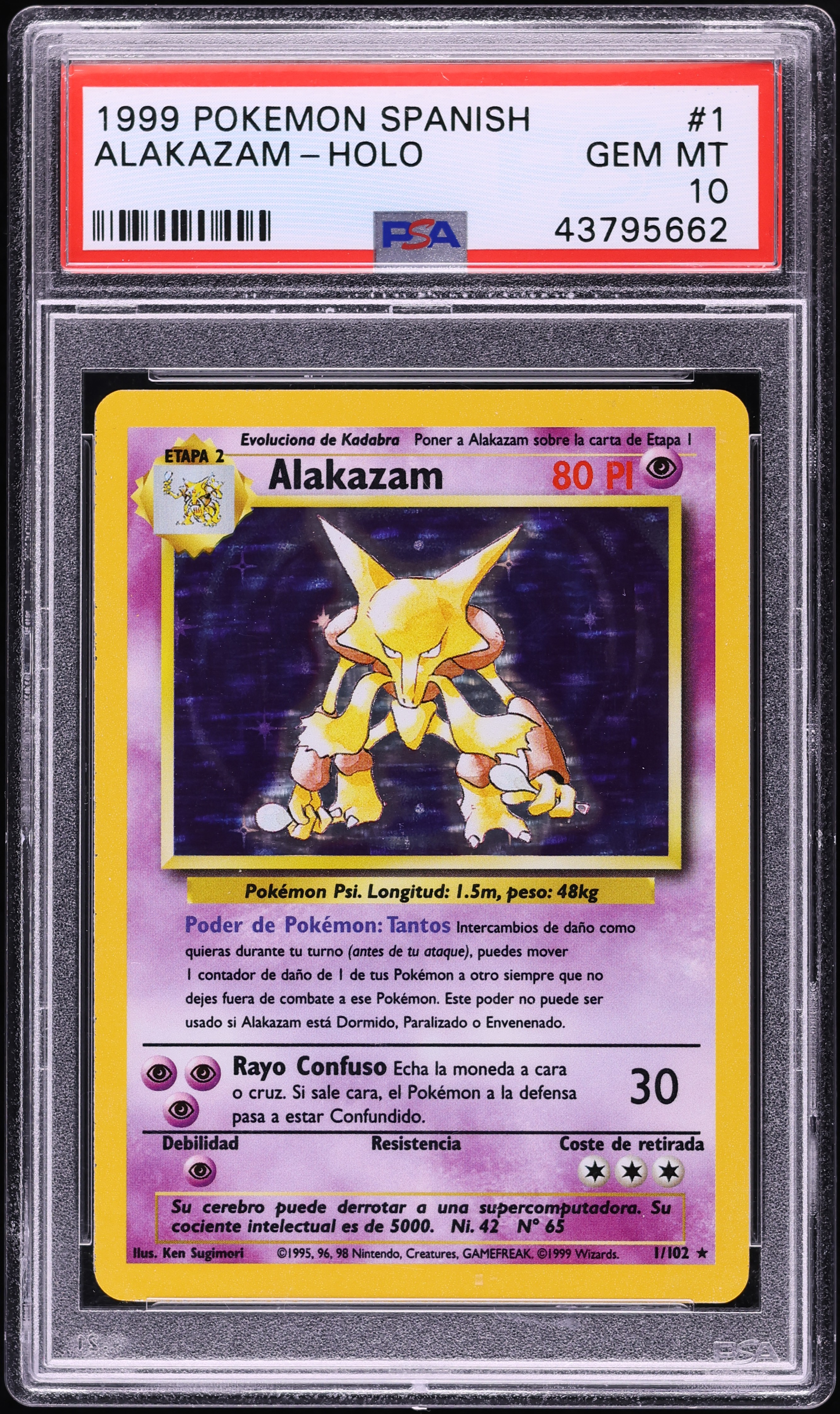 1999 Pokemon Spanish Base Set Holo Alakazam #1 PSA 10 GEM MINT on Fanatics  Collect