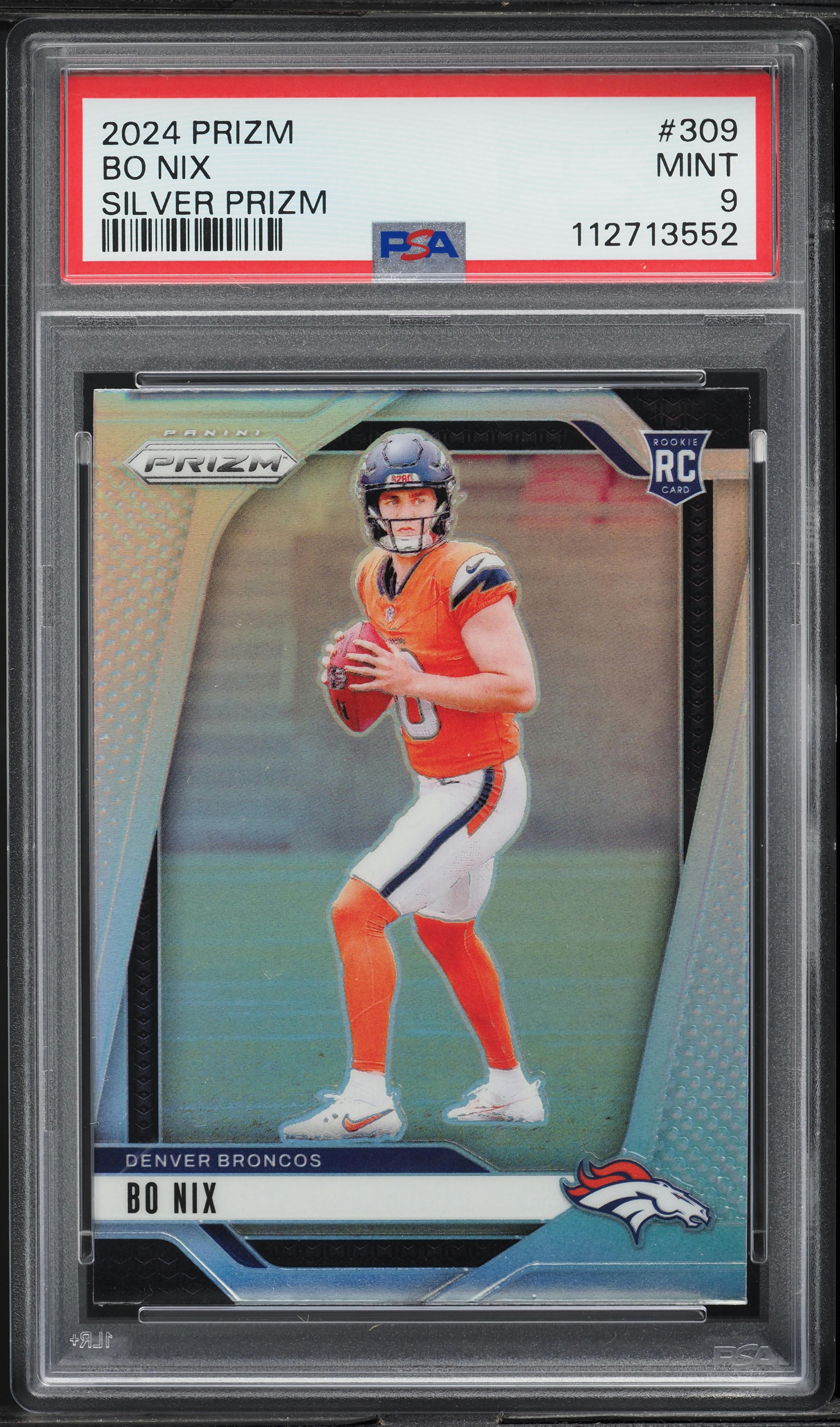 2024 Panini Prizm Silver Bo Nix ROOKIE #309 PSA 9 MINT on Fanatics