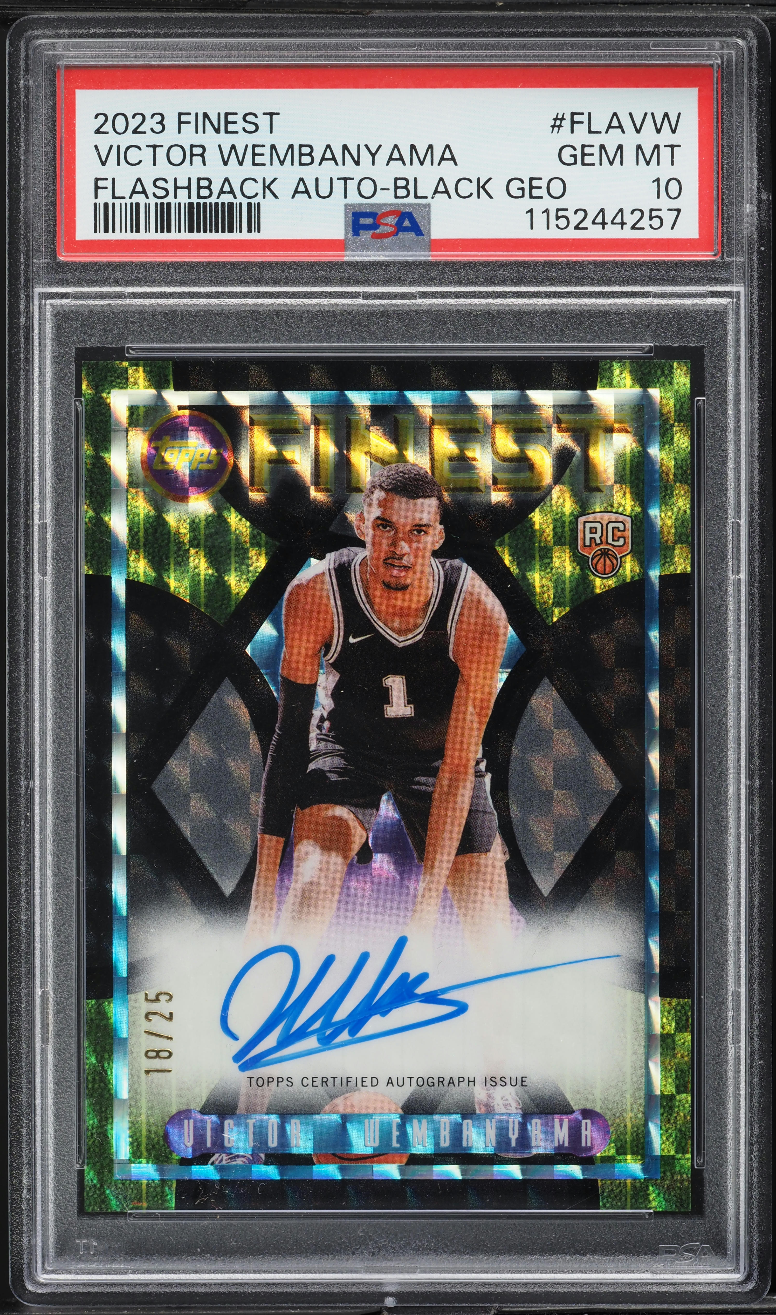 2023 Finest Flashback Black Geometric Victor Wembanyama ROOKIE 