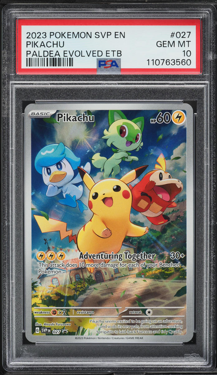 2023 Pokemon SV Black Star Promo Paldea Evolved ETB Pikachu #27 PSA 10 GEM MINT