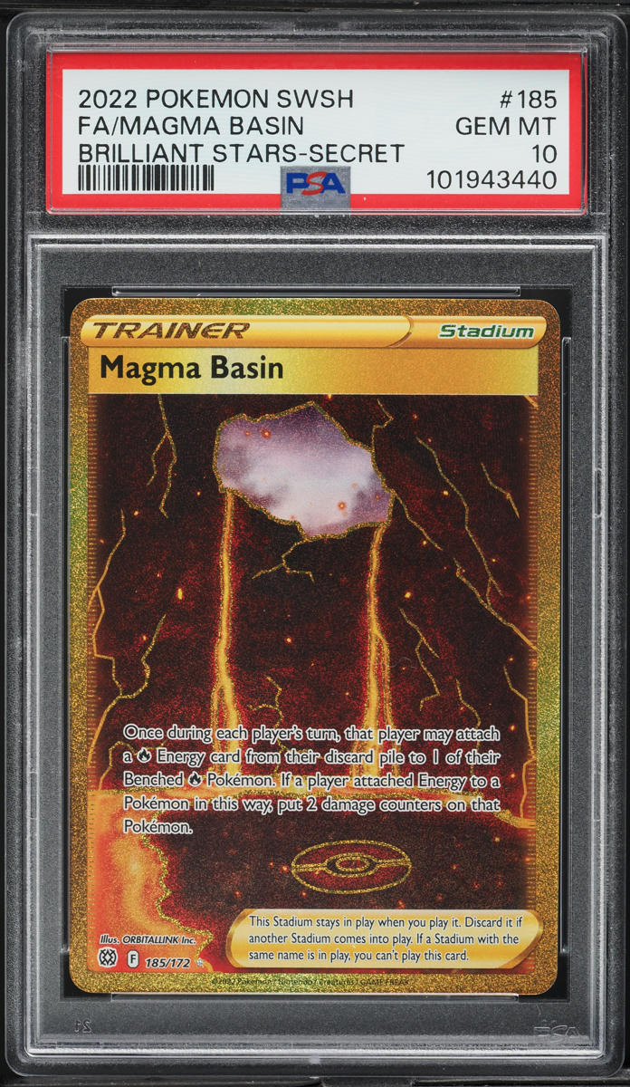 2022 Pokemon SWSH Brilliant Stars Secret Rare Magma Basin #185 PSA 10 GEM MINT