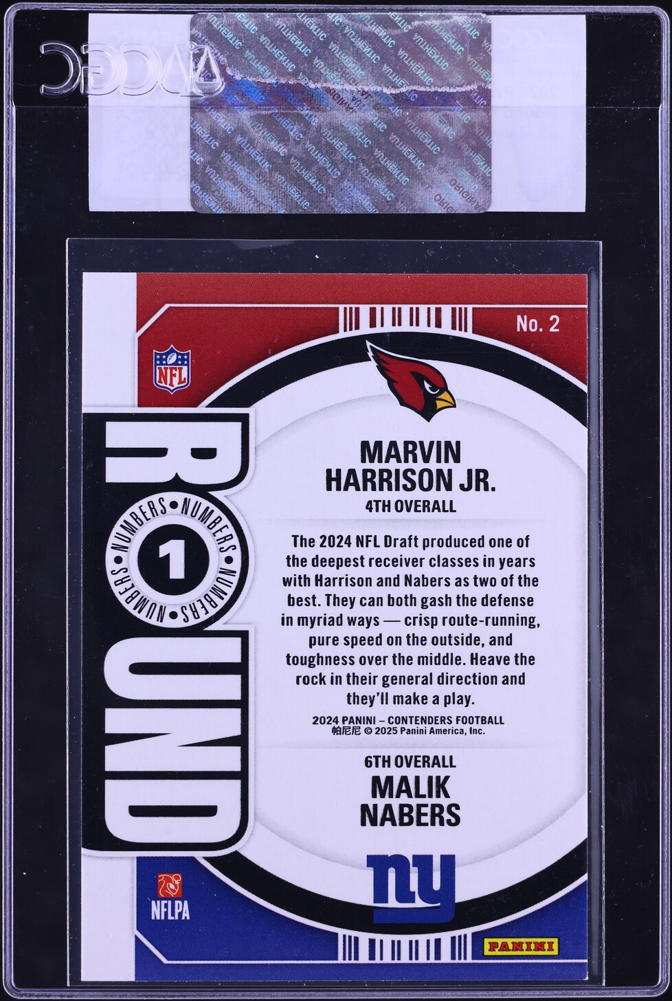 2024 Panini Contenders Round Numbers Harrison Jr. Nabers ROOKIE #2 CGC AUTH