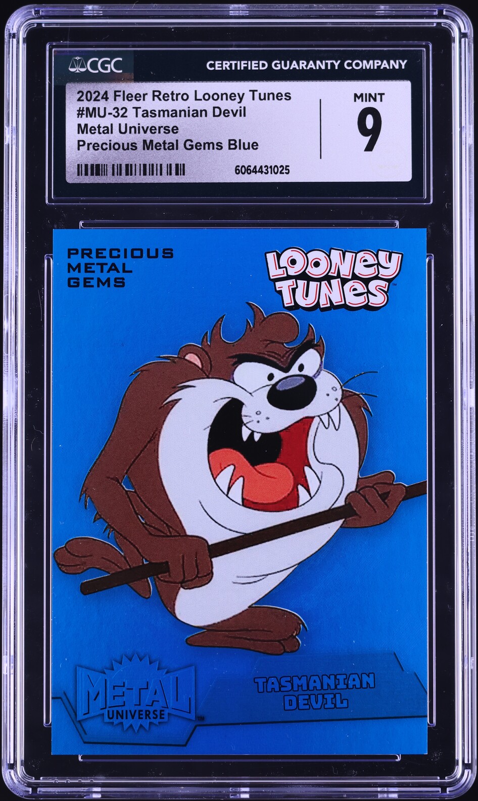 2024 Fleer Retro Looney Tunes Metal Universe PMG Blue Tasmanian Devil /50 CGC 9