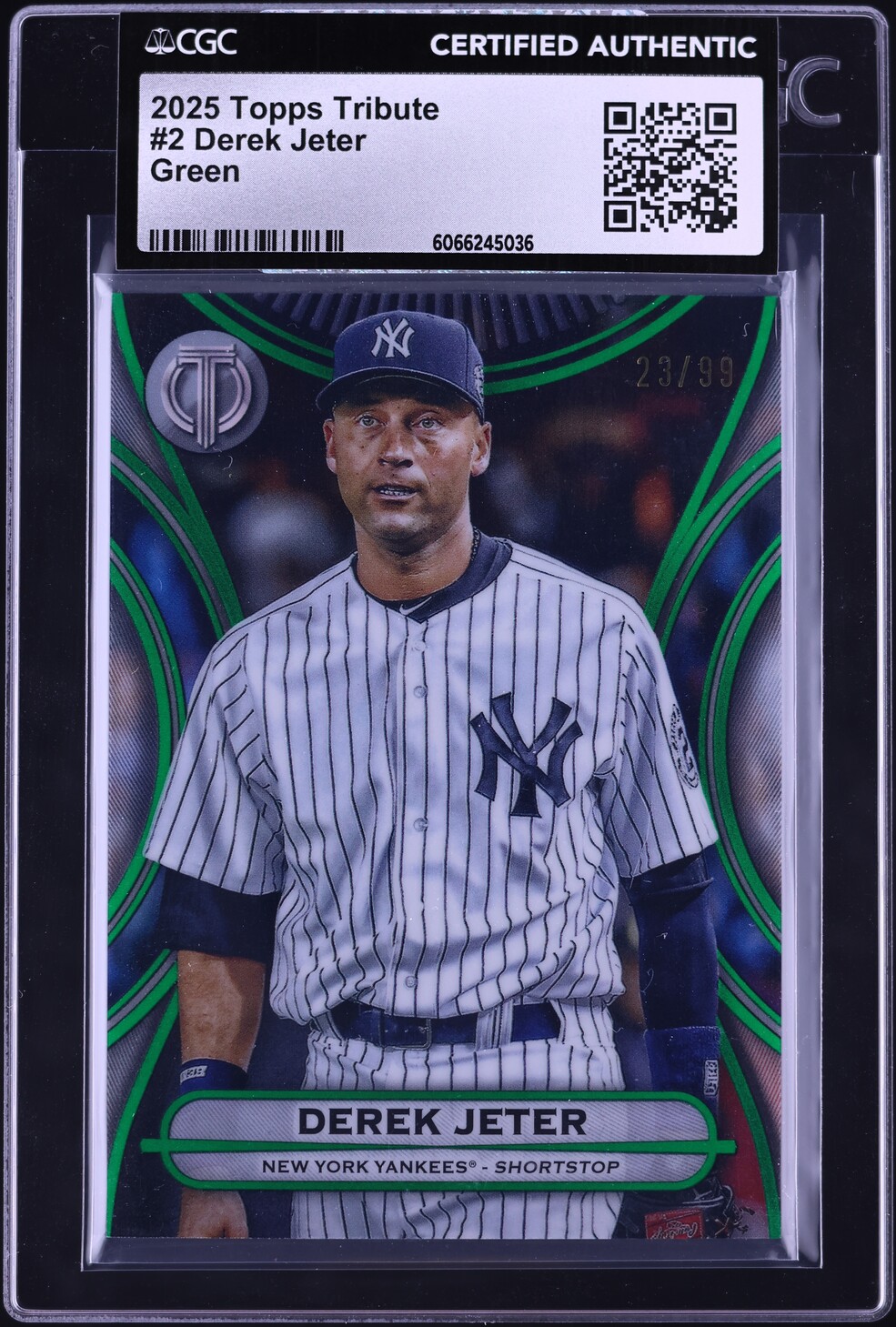 2025 Topps Tribute Green Derek Jeter /99 #2 CGC AUTH