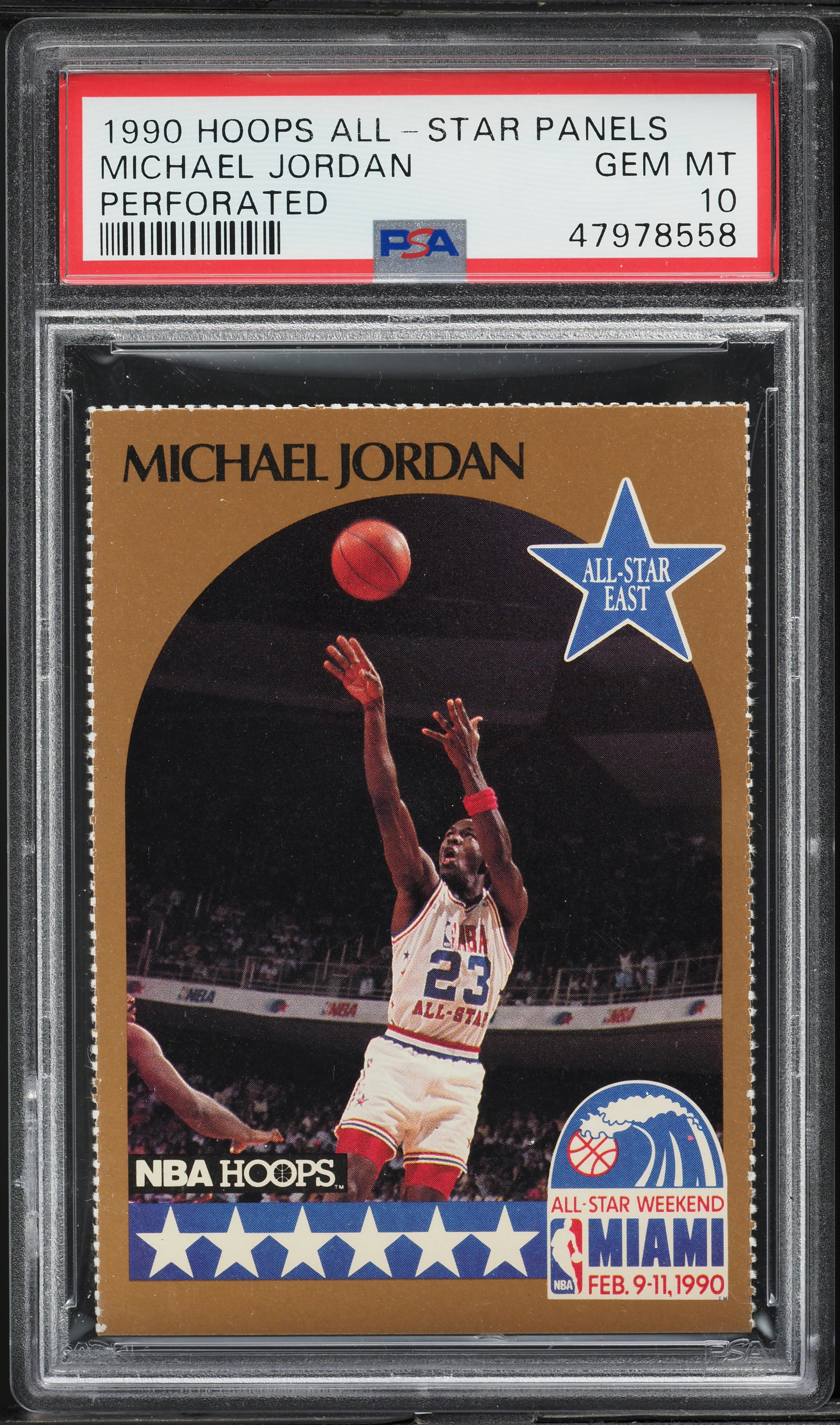 1990 Hoops All-Star Panels Perforated Michael Jordan PSA 10 GEM