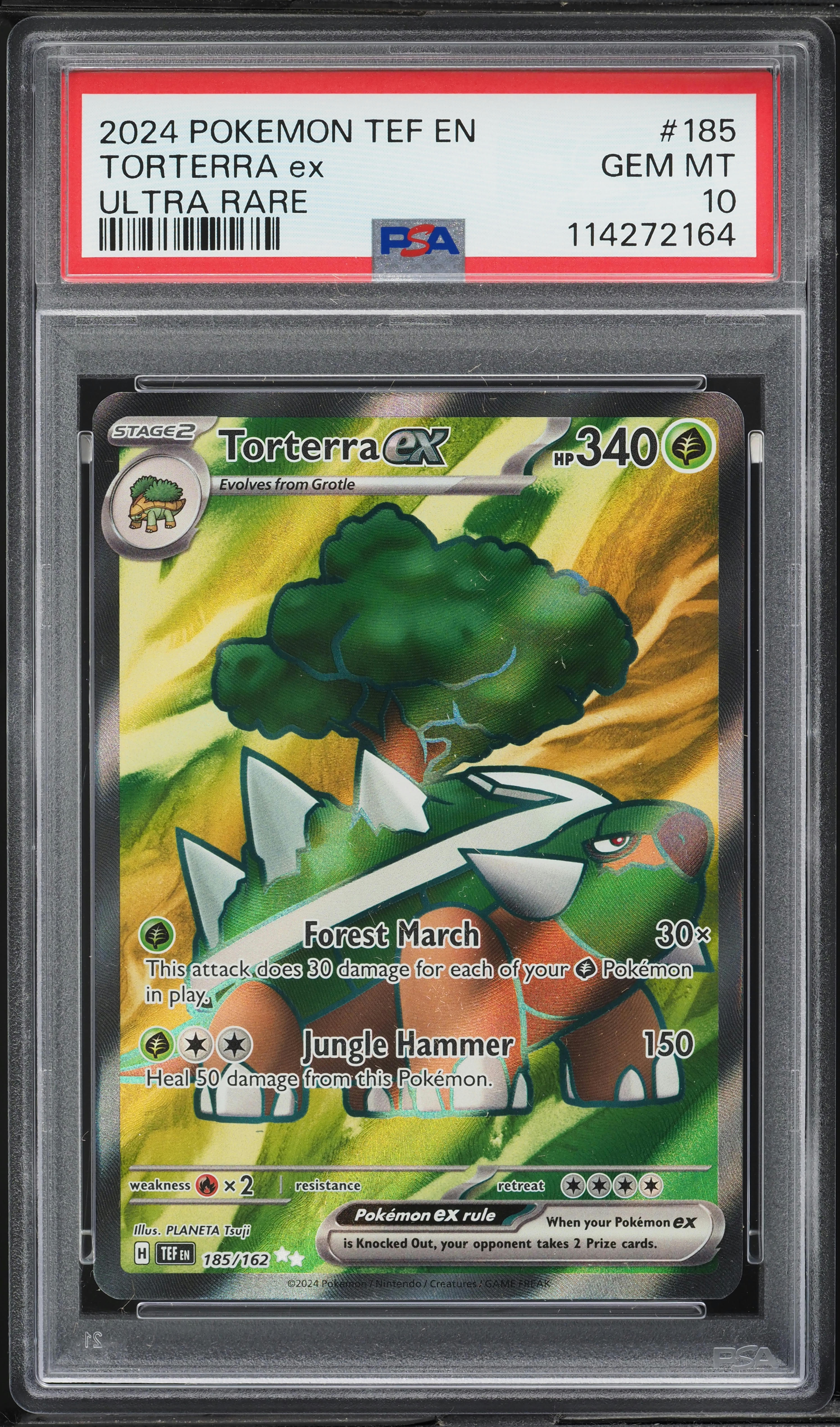 2024 Pokemon SV Temporal Forces Full Art Torterra ex #185 PSA 10