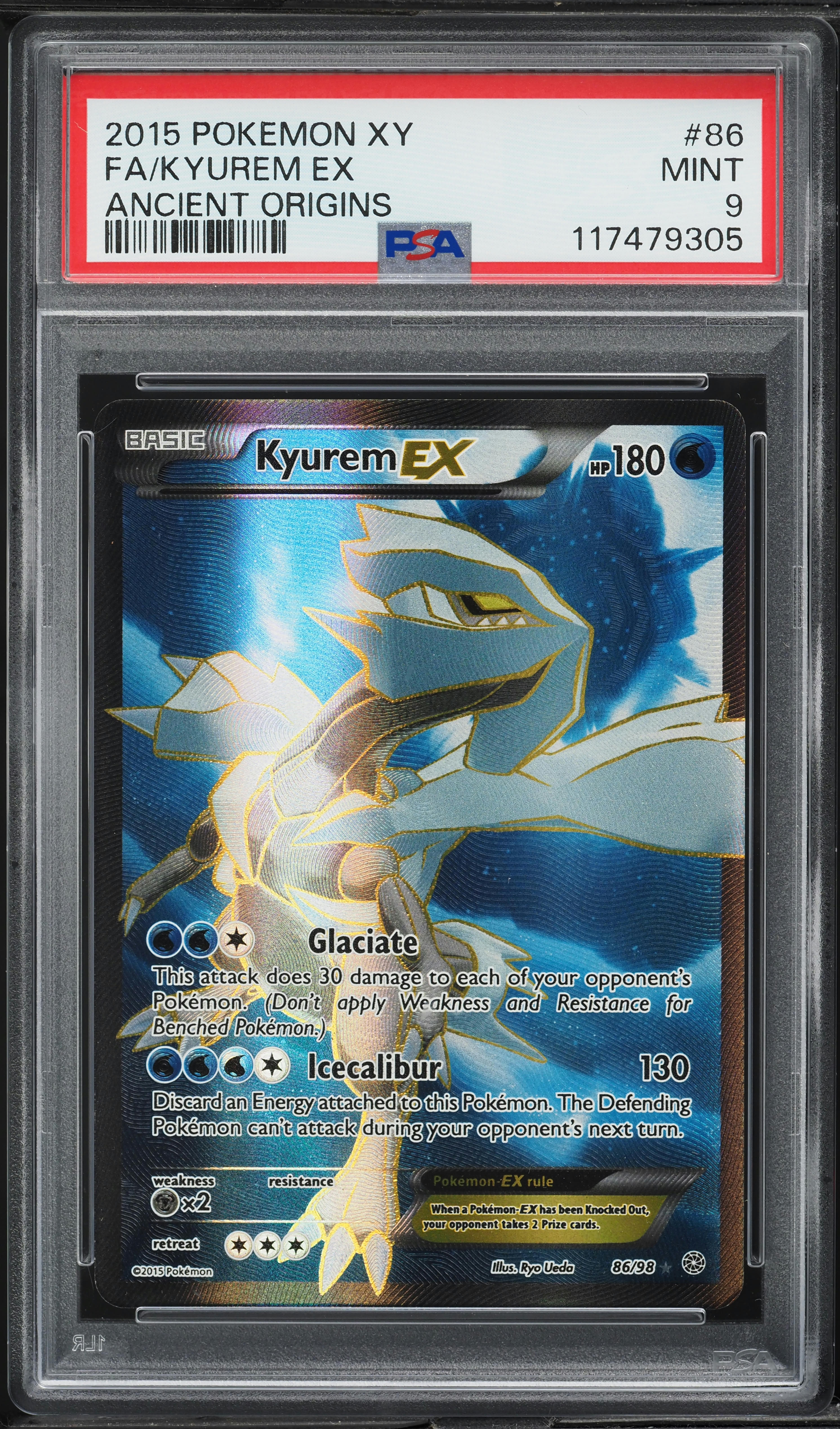 2015 Pokemon XY Ancient Origins Full Art Kyurem EX #86 PSA 9 MINT
