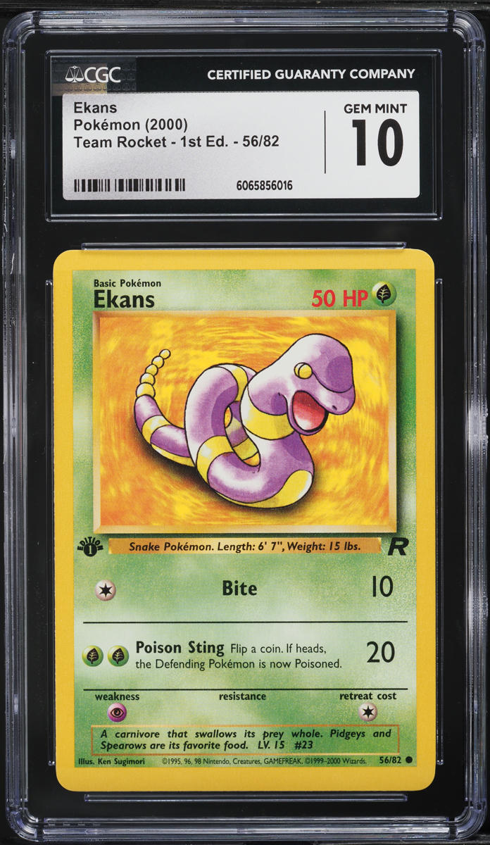 2000 Pokemon Team Rocket 1st Edition Ekans #56 CGC 10 GEM MINT