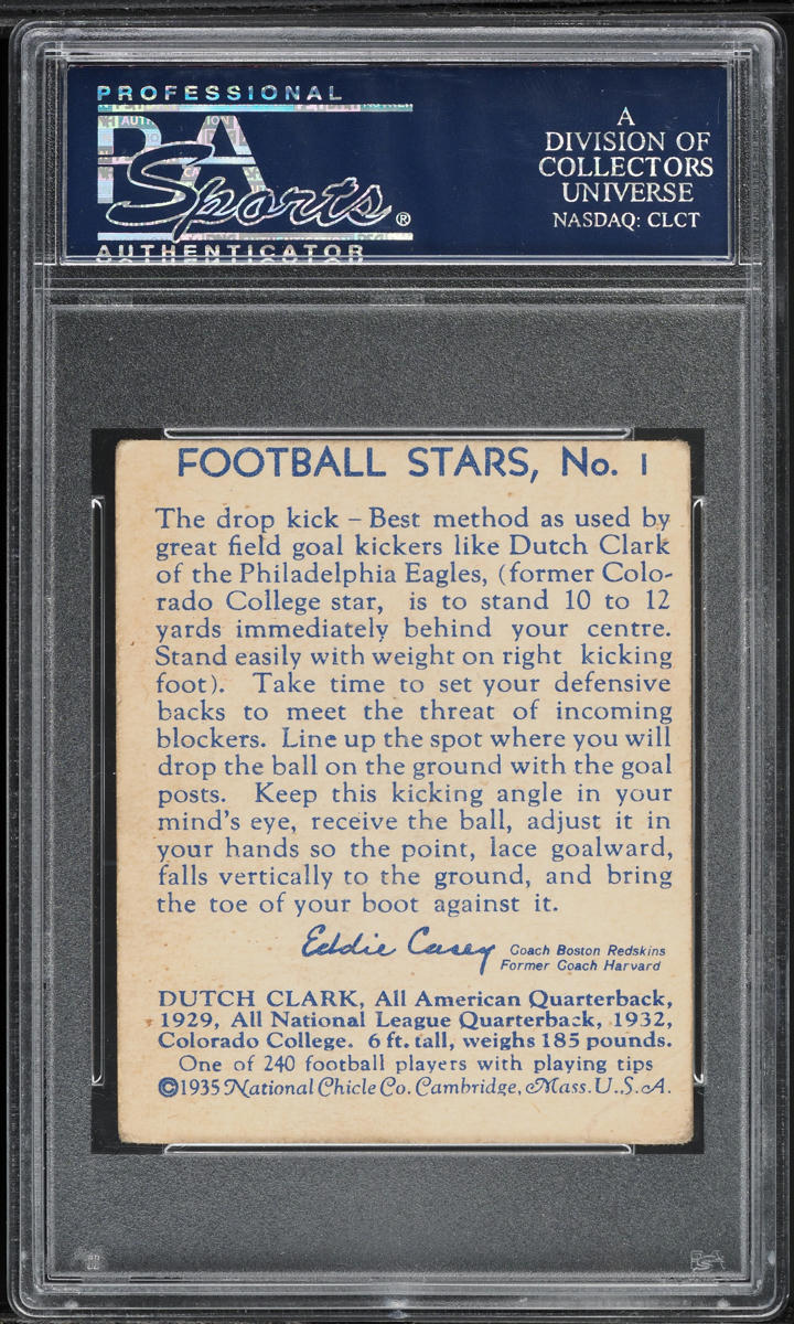 1935 National Chicle Football Dutch Clark ROOKIE #1 PSA 3 VG