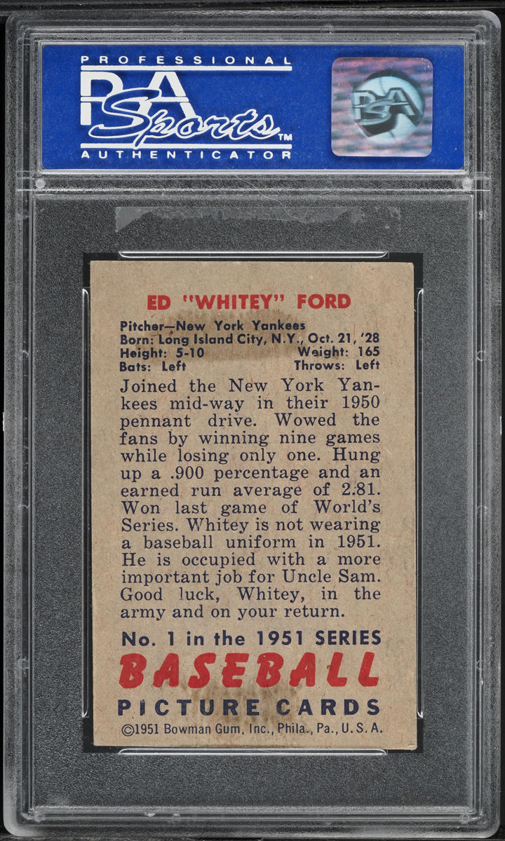 1951 Bowman Whitey Ford ROOKIE #1 PSA 5 EX