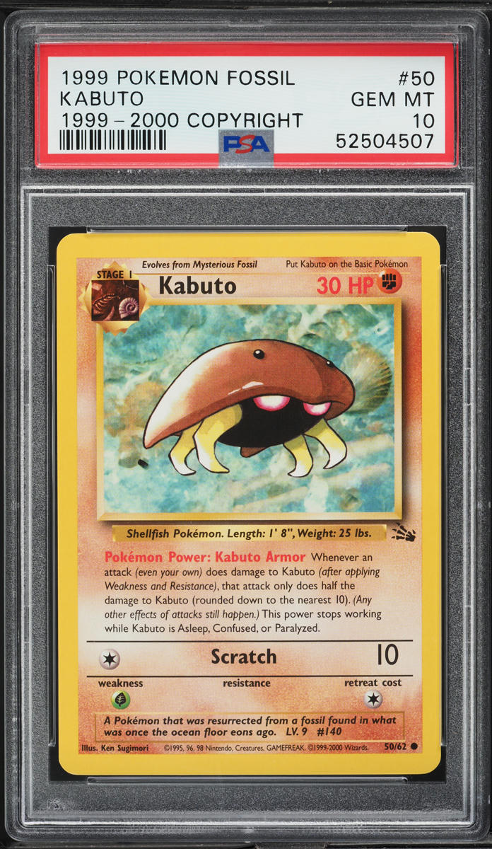 1999 Pokemon Fossil '99-00 Copyright Kabuto #50 PSA 10 GEM MINT